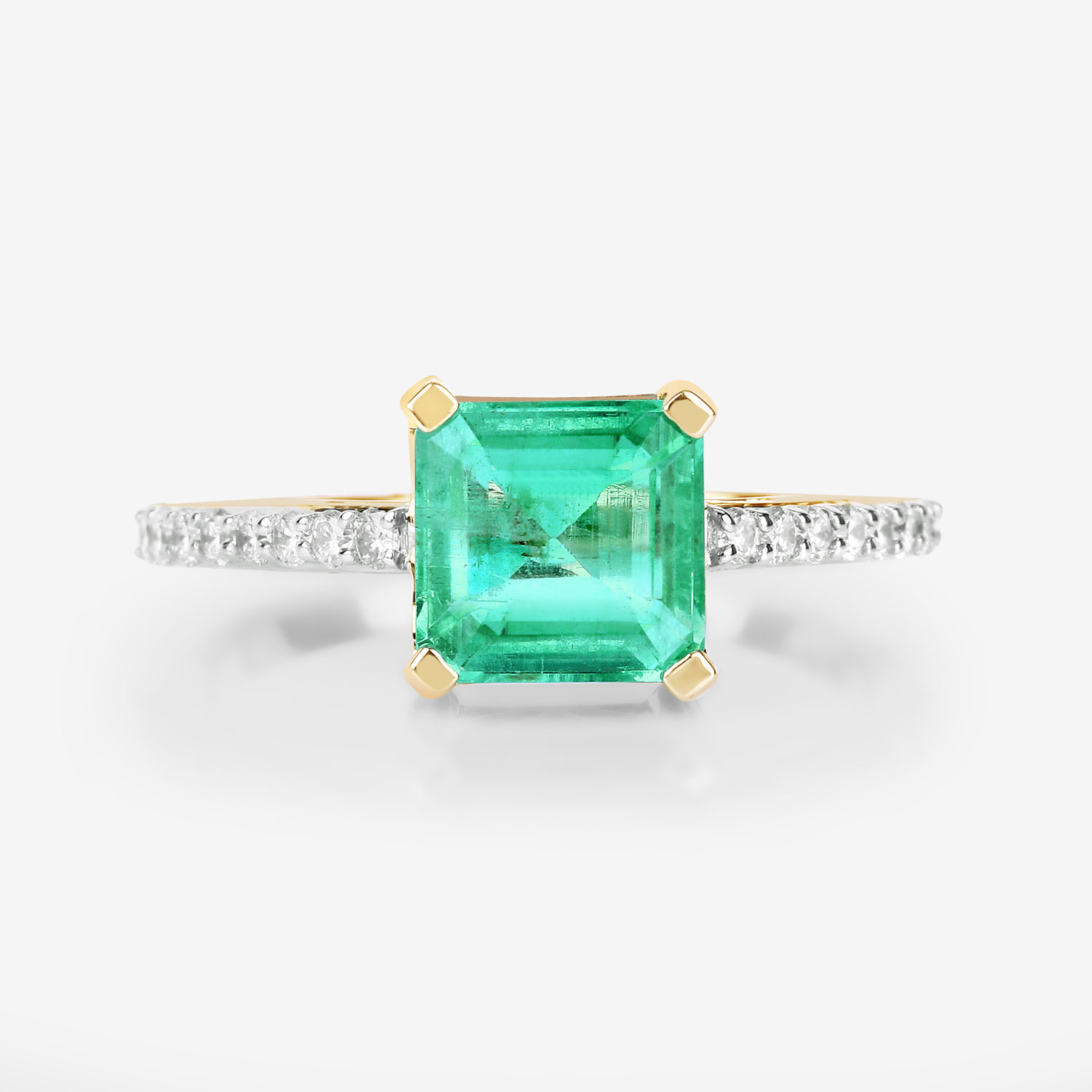 2.34 Carat Genuine Ethiopian Emerald and White Diamond 14K Yellow Gold Ring