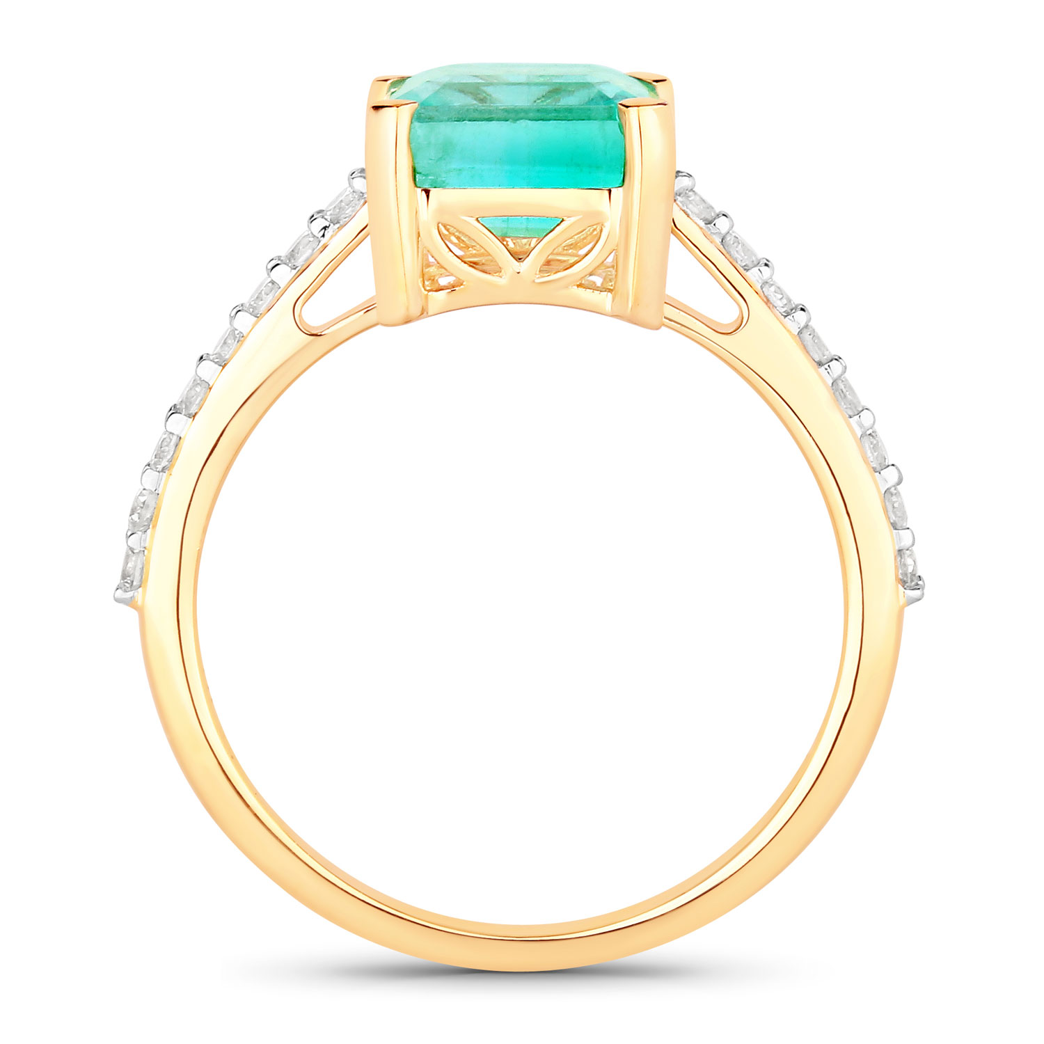 2.34 Carat Genuine Ethiopian Emerald and White Diamond 14K Yellow Gold Ring