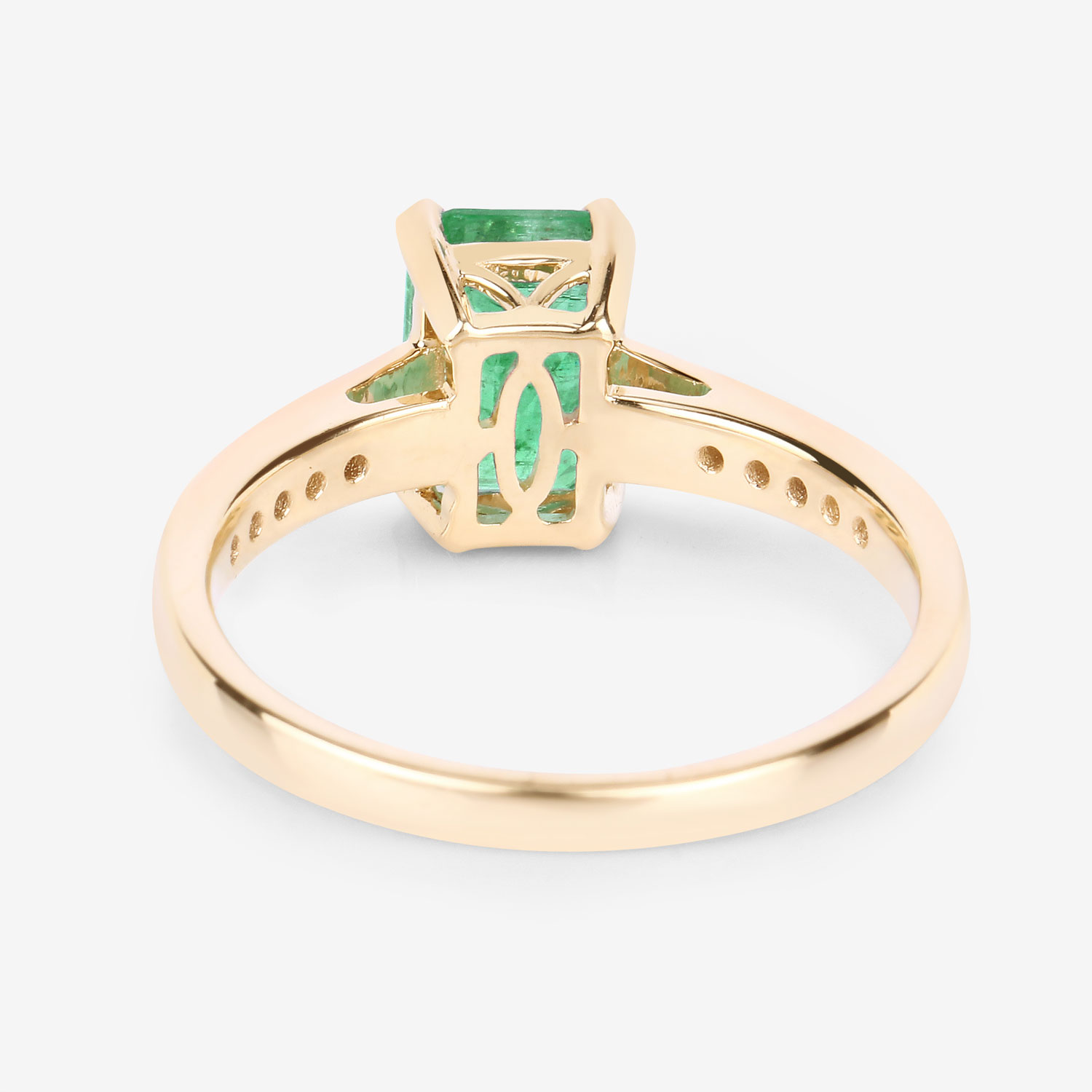 1.83 Carat Genuine Ethiopian Emerald and White Diamond 14K Yellow Gold Ring