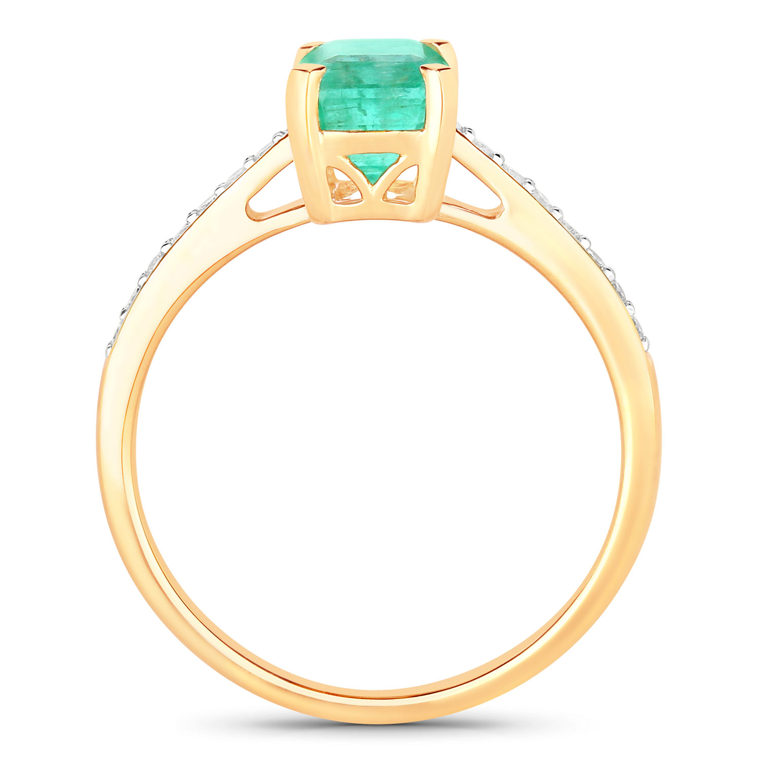 1.83 Carat Genuine Ethiopian Emerald and White Diamond 14K Yellow Gold Ring