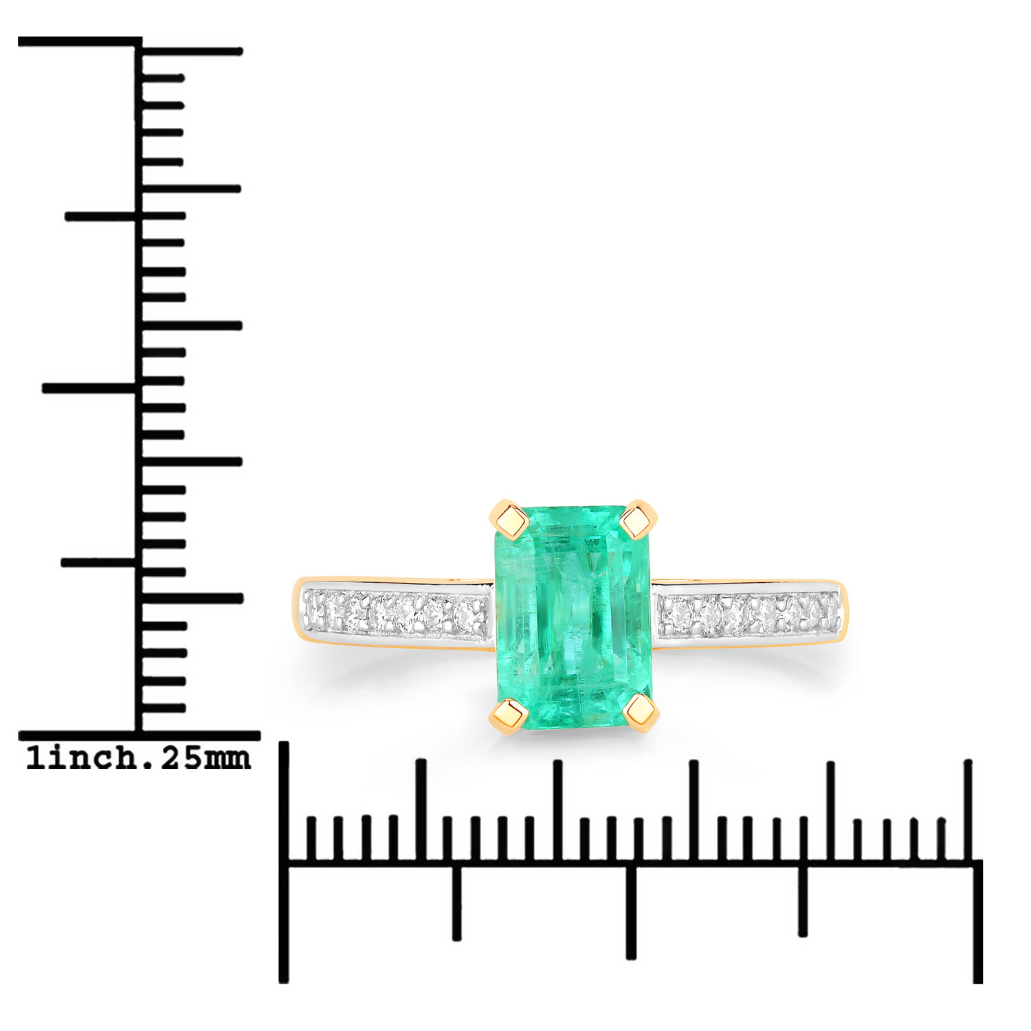 1.83 Carat Genuine Ethiopian Emerald and White Diamond 14K Yellow Gold Ring
