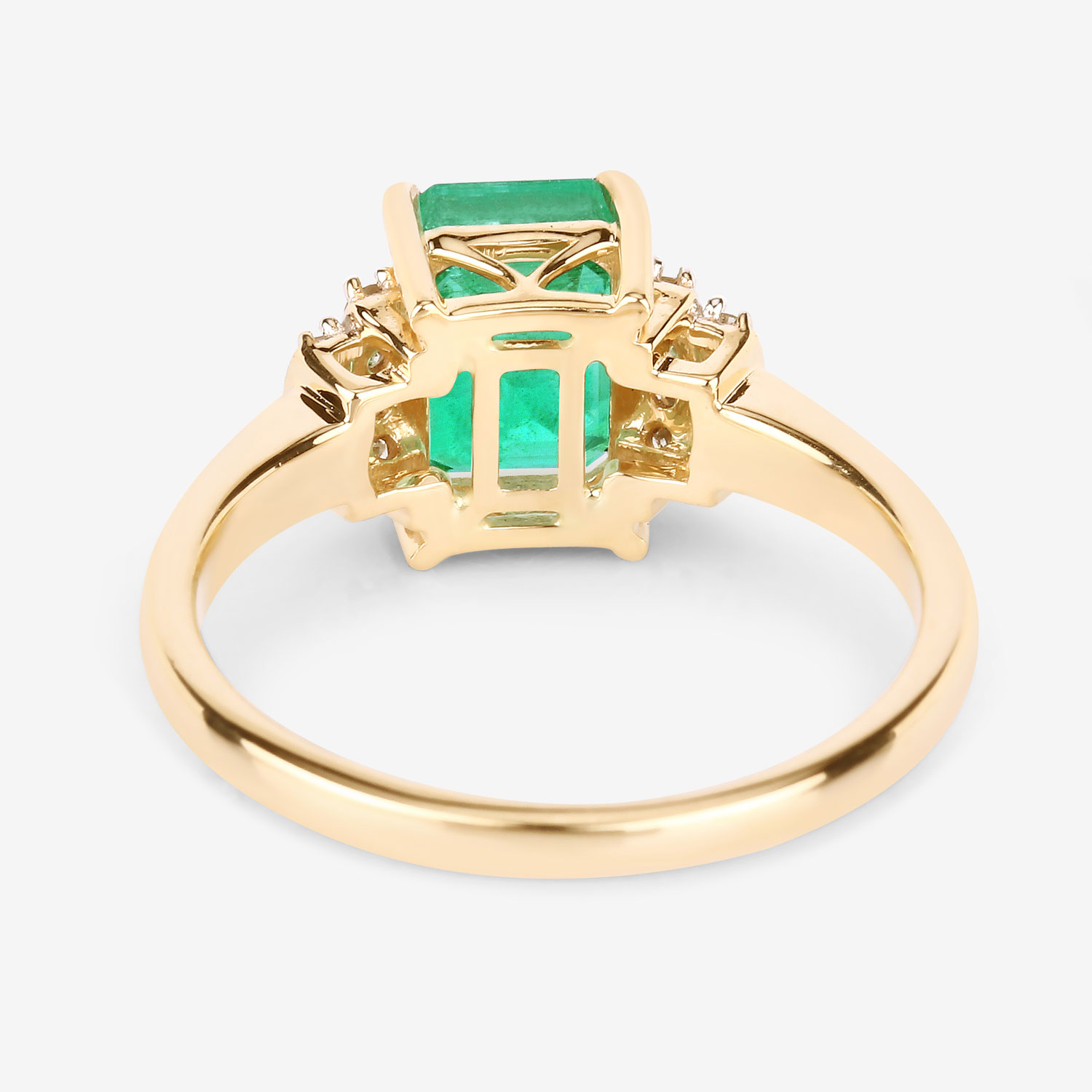 1.61 Carat Genuine Ethiopian Emerald and White Diamond 14K Yellow Gold Ring