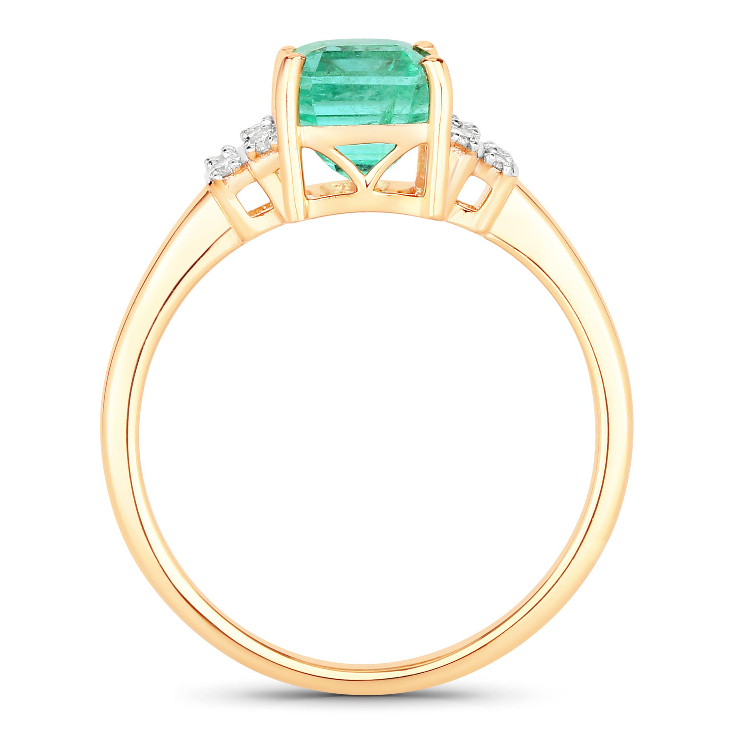 1.61 Carat Genuine Ethiopian Emerald and White Diamond 14K Yellow Gold Ring