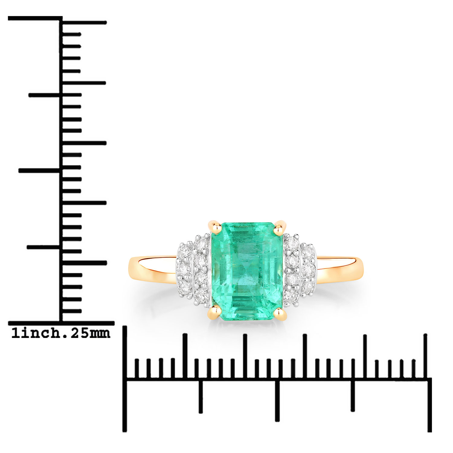 1.61 Carat Genuine Ethiopian Emerald and White Diamond 14K Yellow Gold Ring