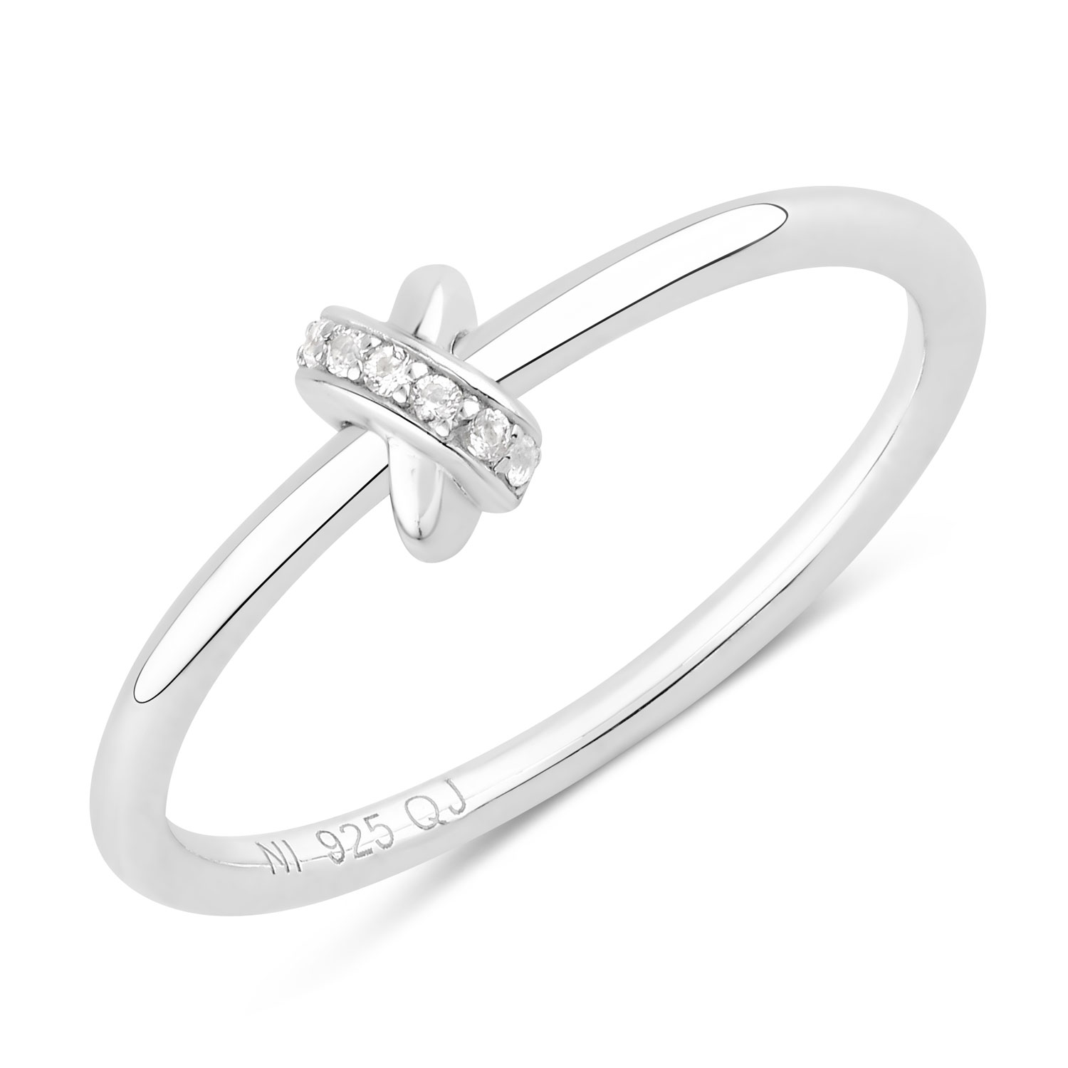 0.04 Carat Genuine White Topaz .925 Sterling Silver Ring