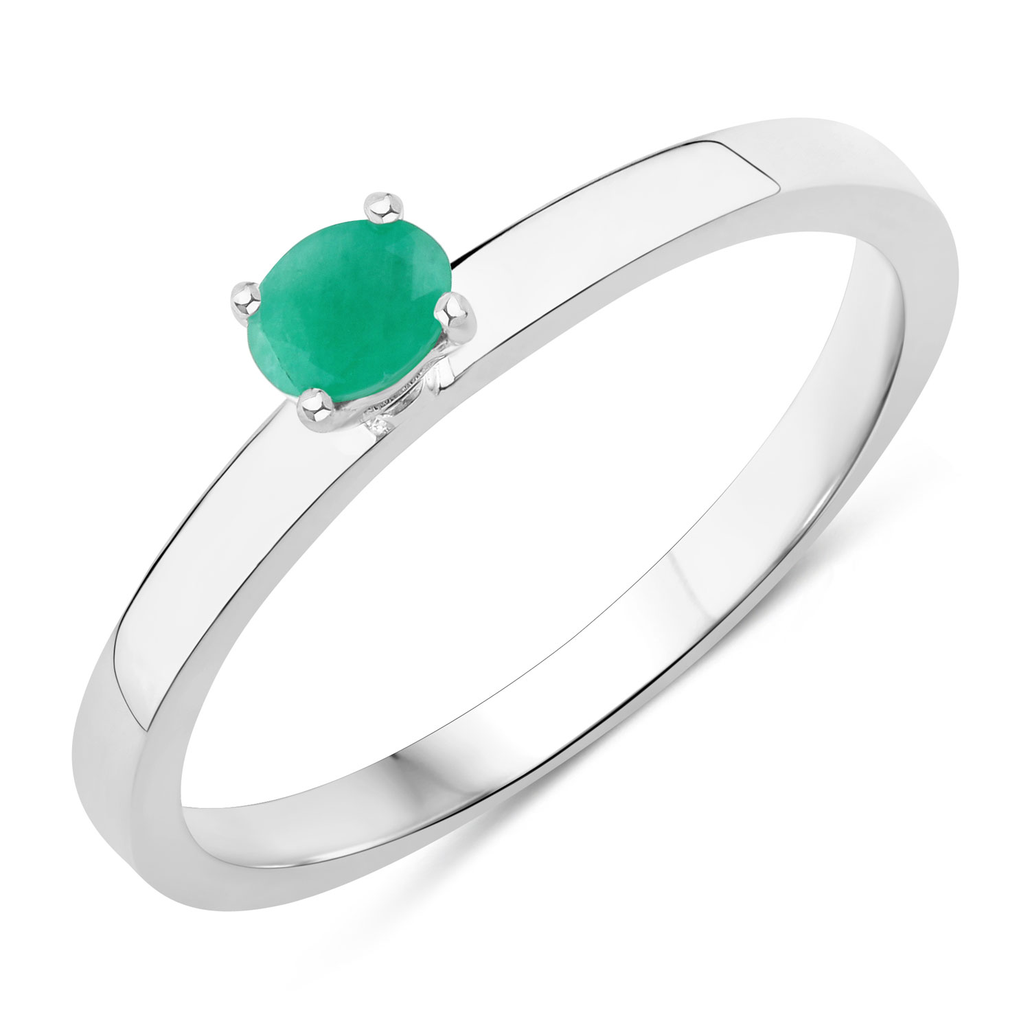 0.14 Carat Genuine Emerald .925 Sterling Silver Ring