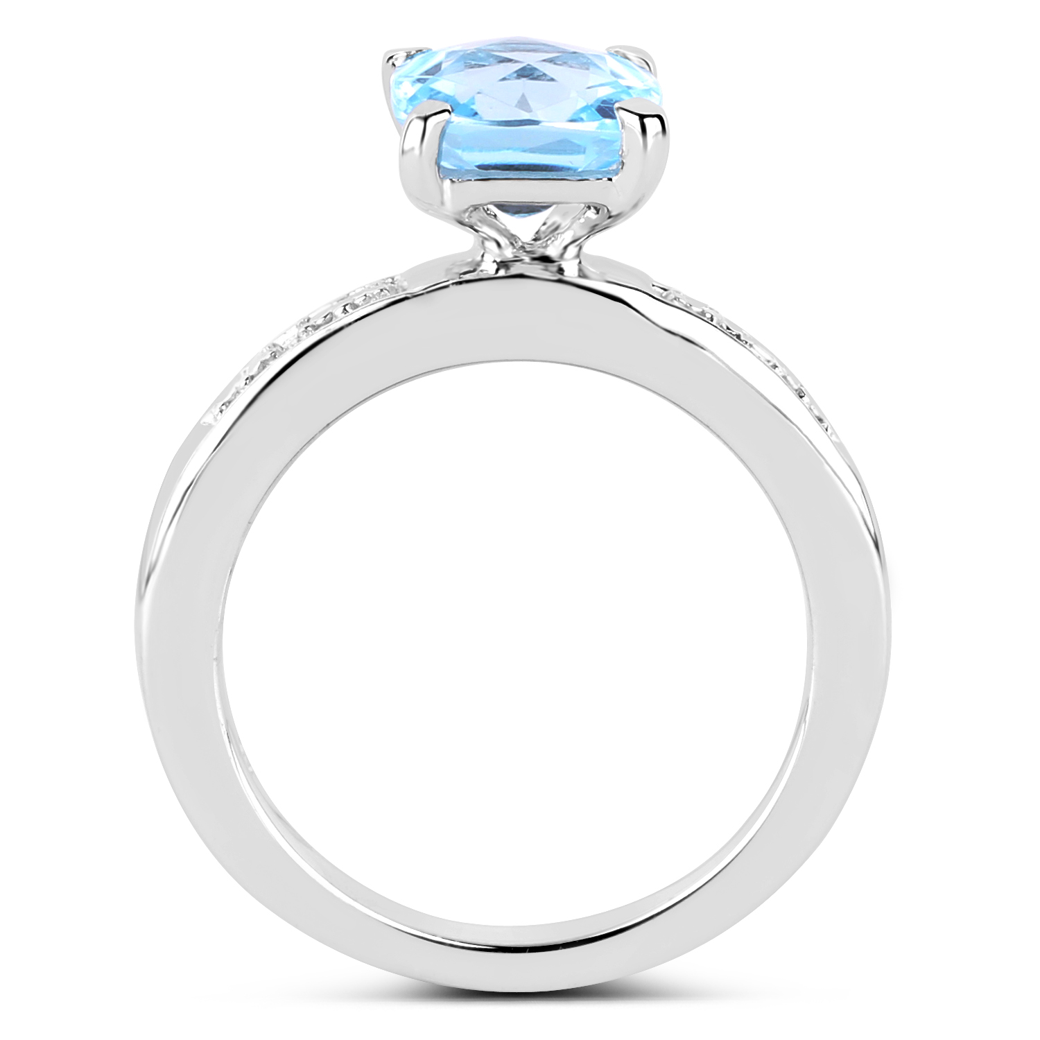 2.71 Carat Genuine Blue Topaz and White Topaz .925 Sterling Silver Ring