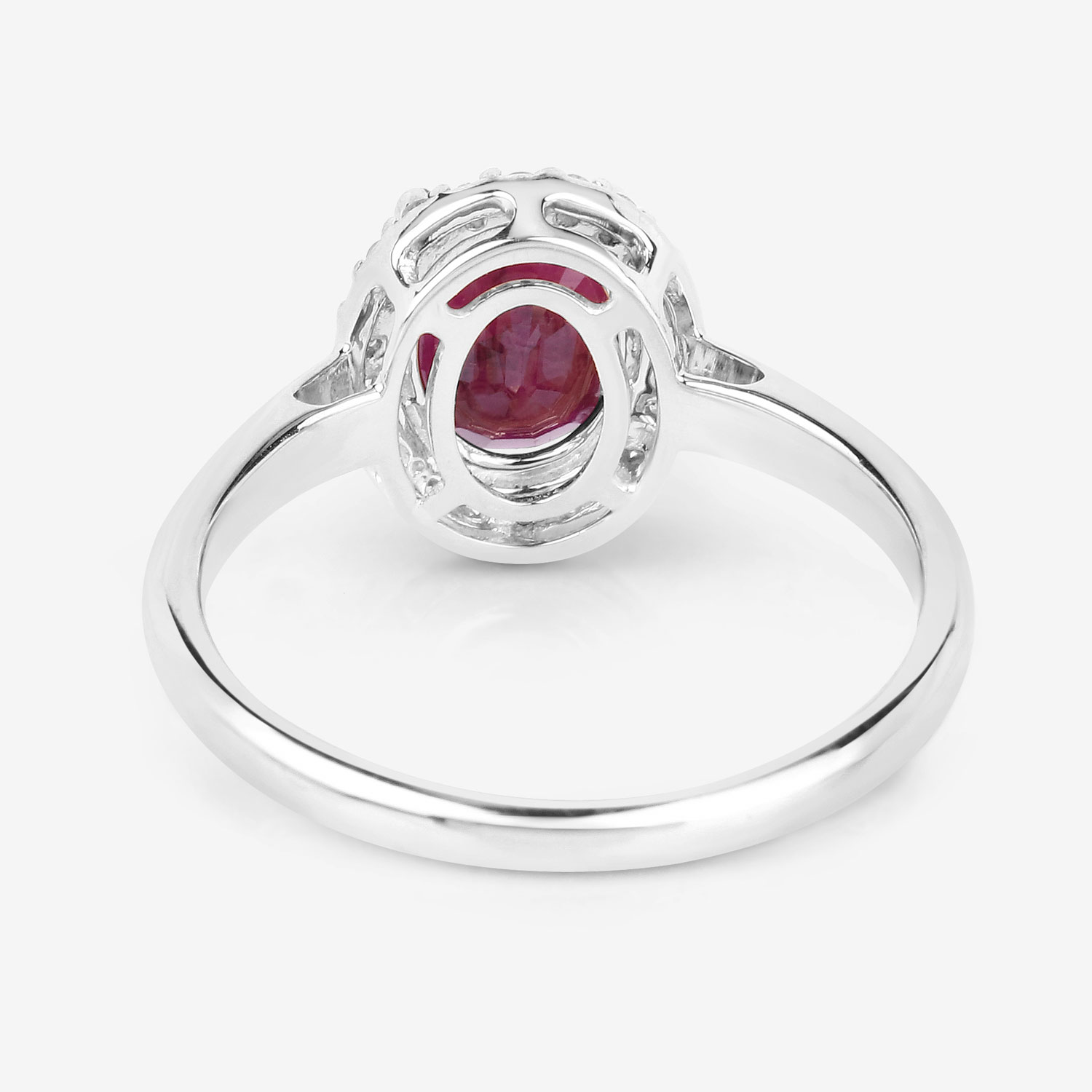 1.59 Carat Genuine Ruby and White Diamond 10K White Gold Ring