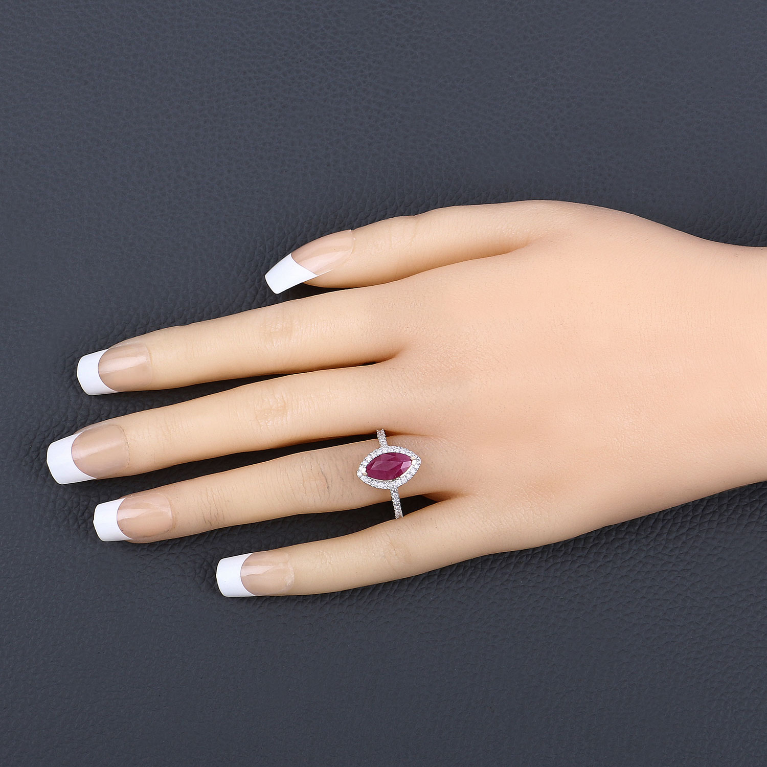 1.79 Carat Genuine Ruby and White Diamond 10K Yellow Gold Ring