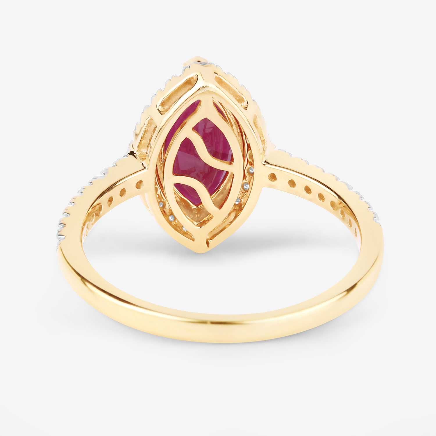 1.79 Carat Genuine Ruby and White Diamond 10K Yellow Gold Ring