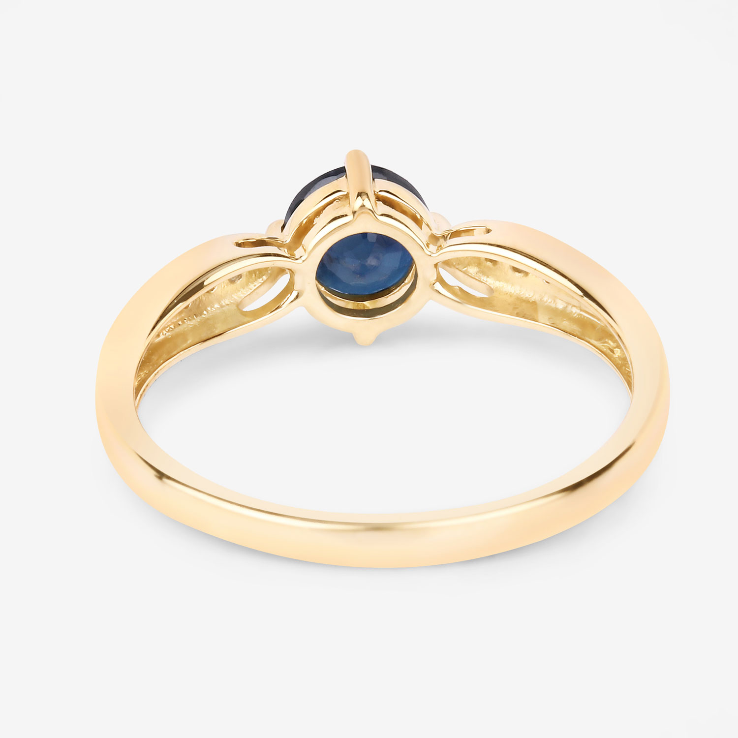 0.89 Carat Genuine Blue Sapphire and White Diamond 10K Yellow Gold Ring
