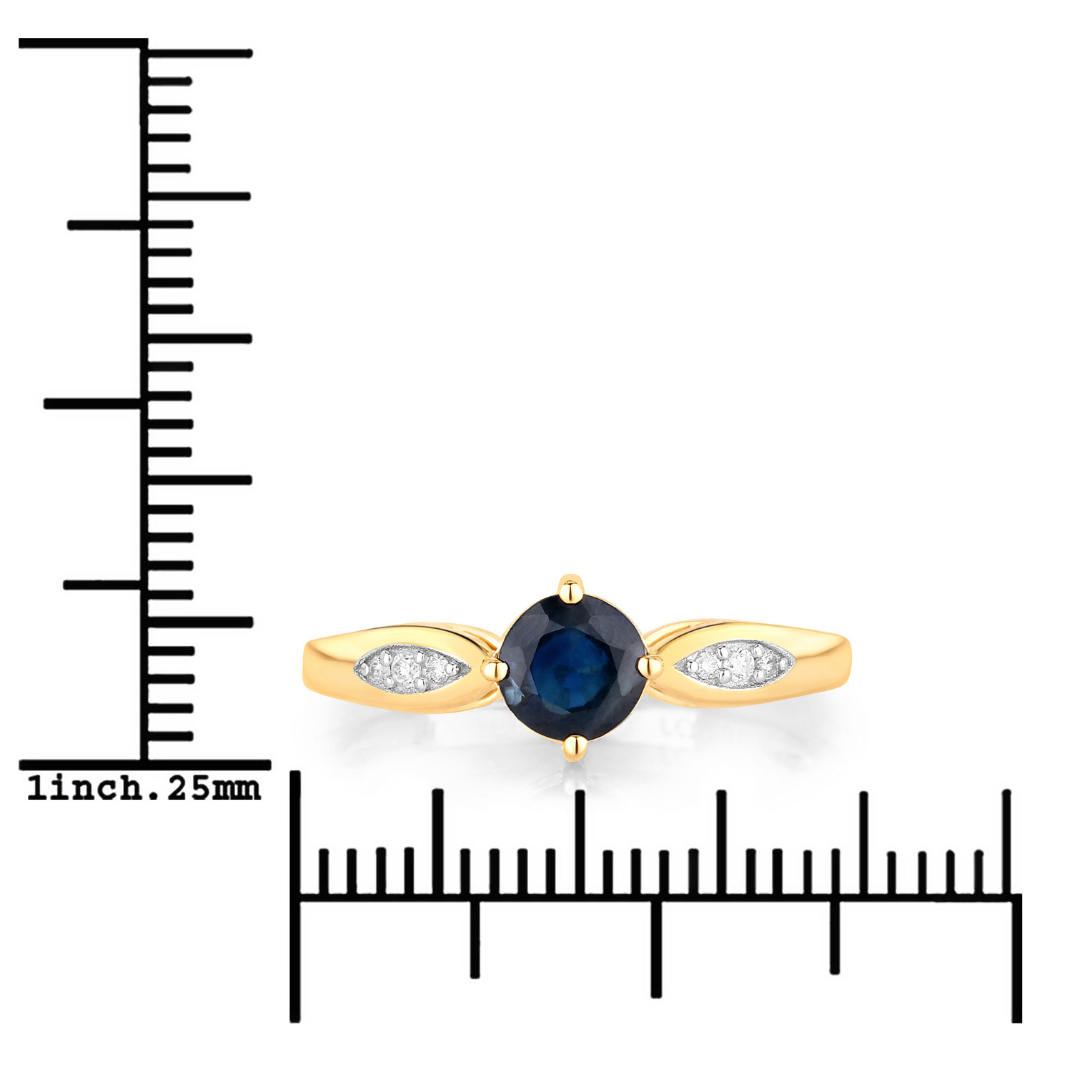 0.89 Carat Genuine Blue Sapphire and White Diamond 10K Yellow Gold Ring