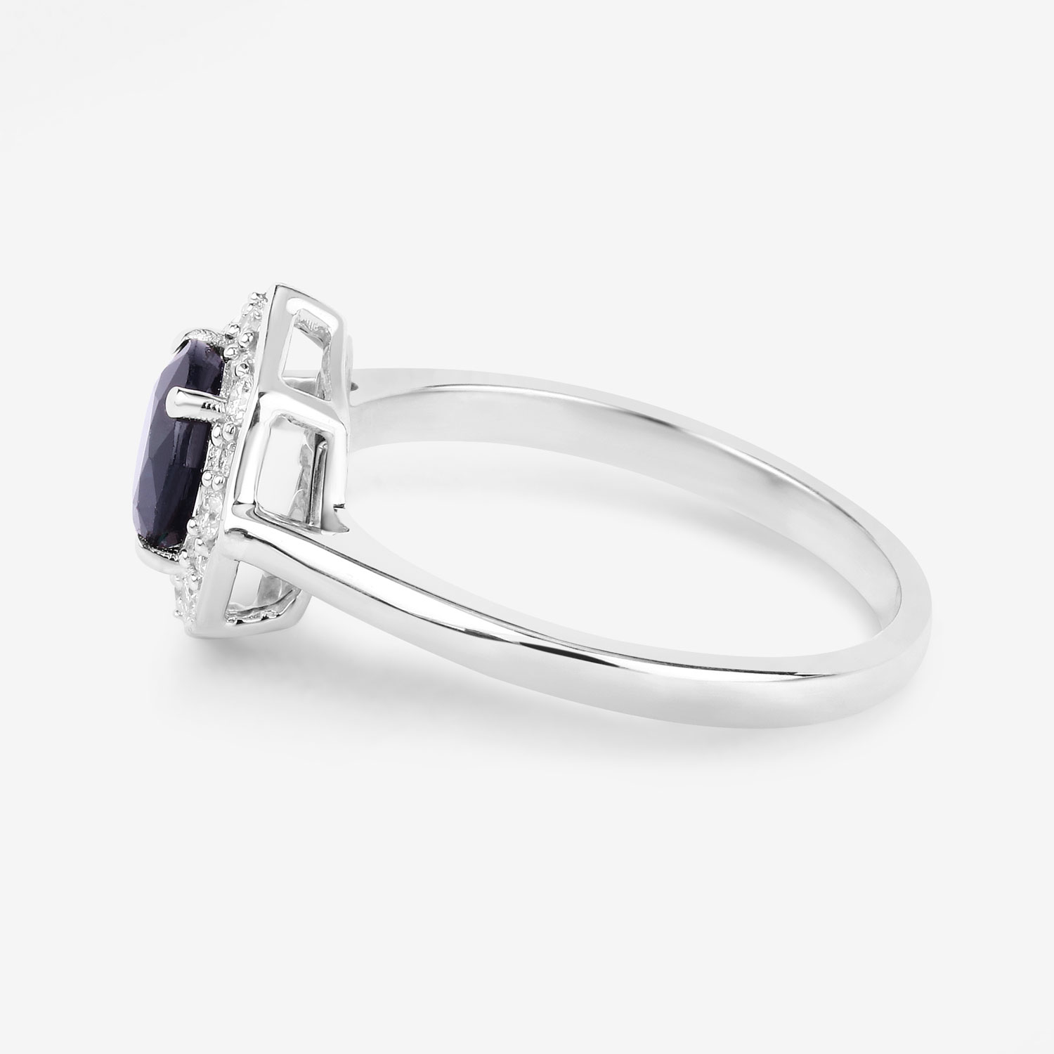 1.34 Carat Genuine Blue Sapphire and White Diamond 10K White Gold Ring
