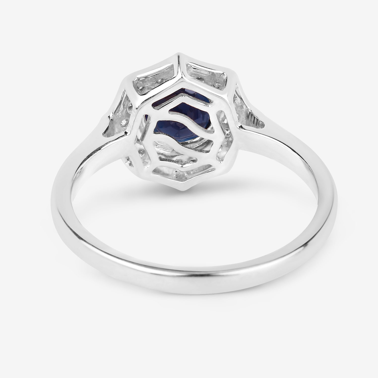 1.34 Carat Genuine Blue Sapphire and White Diamond 10K White Gold Ring