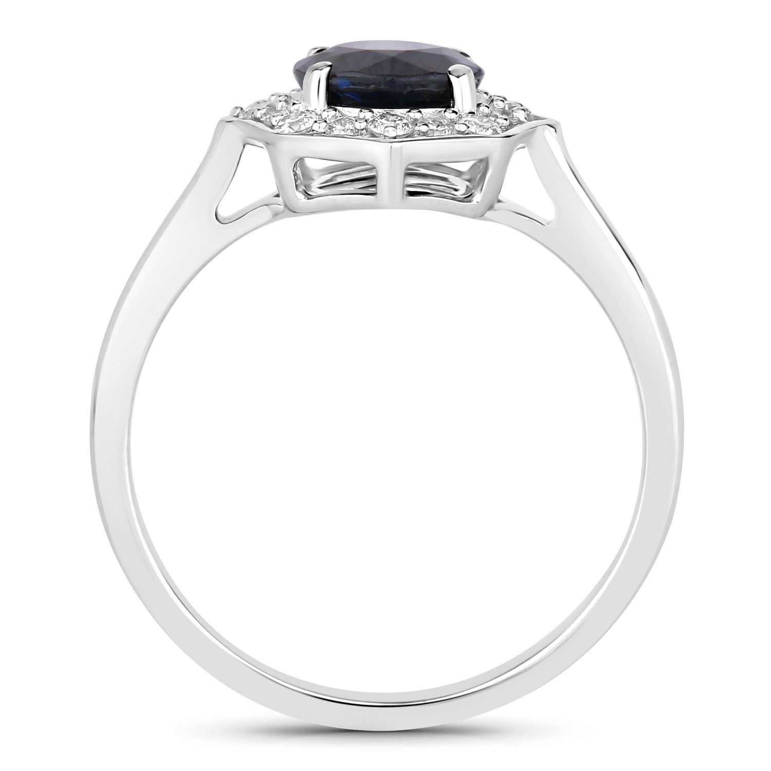 1.34 Carat Genuine Blue Sapphire and White Diamond 10K White Gold Ring