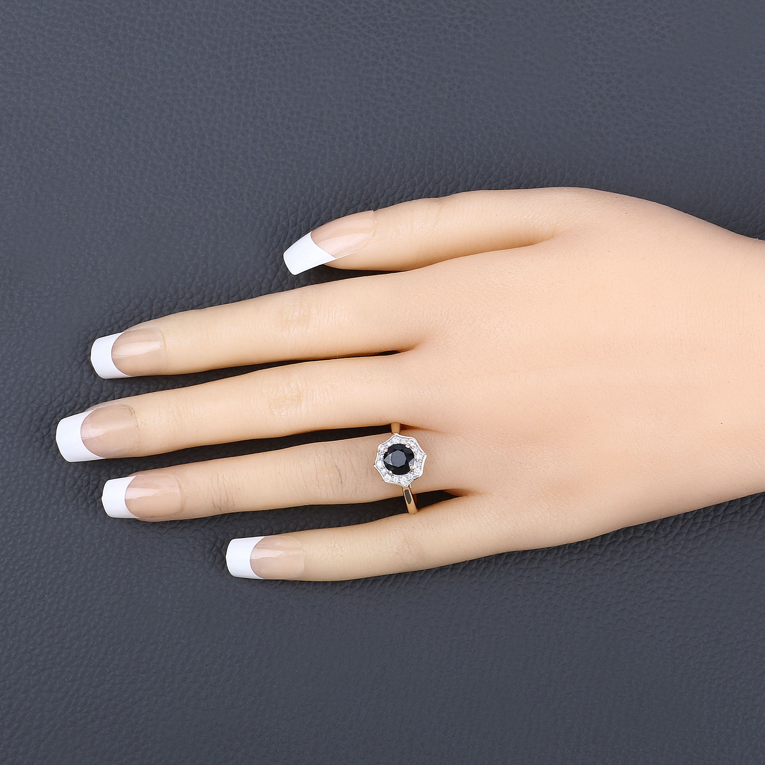 1.34 Carat Genuine Blue Sapphire and White Diamond 10K Yellow Gold Ring