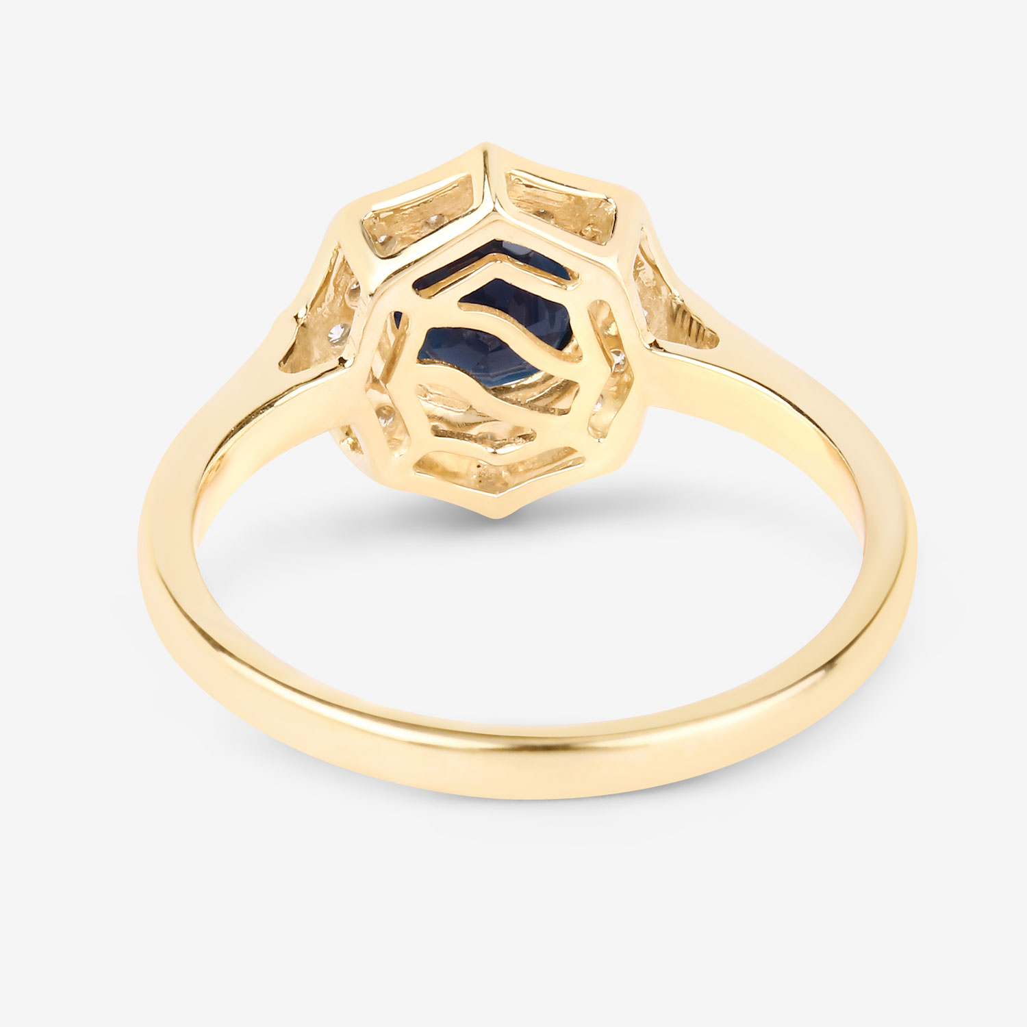 1.34 Carat Genuine Blue Sapphire and White Diamond 10K Yellow Gold Ring