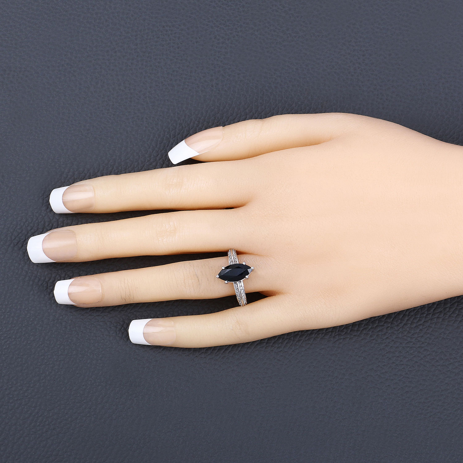 2.39 Carat Genuine Blue Sapphire and White Diamond 10K White Gold Ring