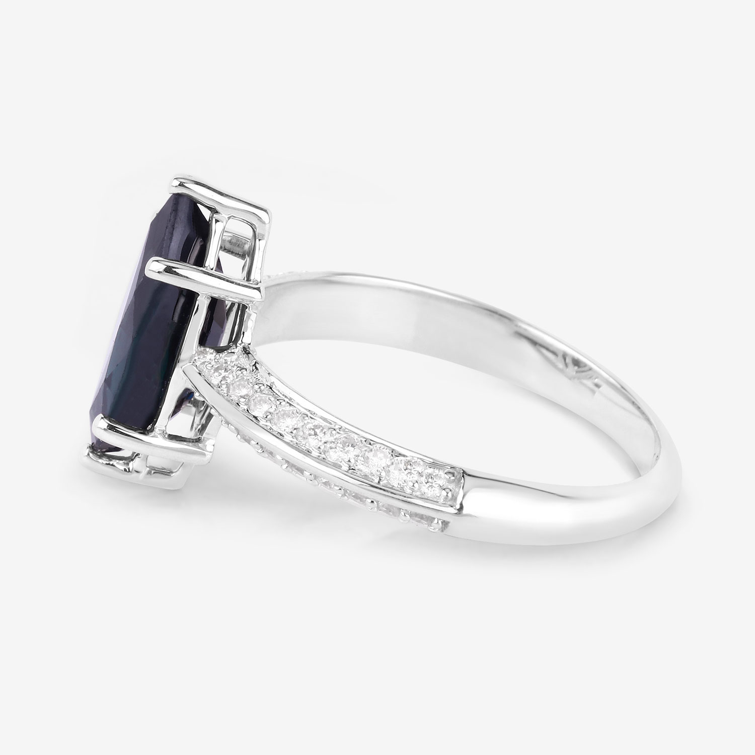 2.39 Carat Genuine Blue Sapphire and White Diamond 10K White Gold Ring