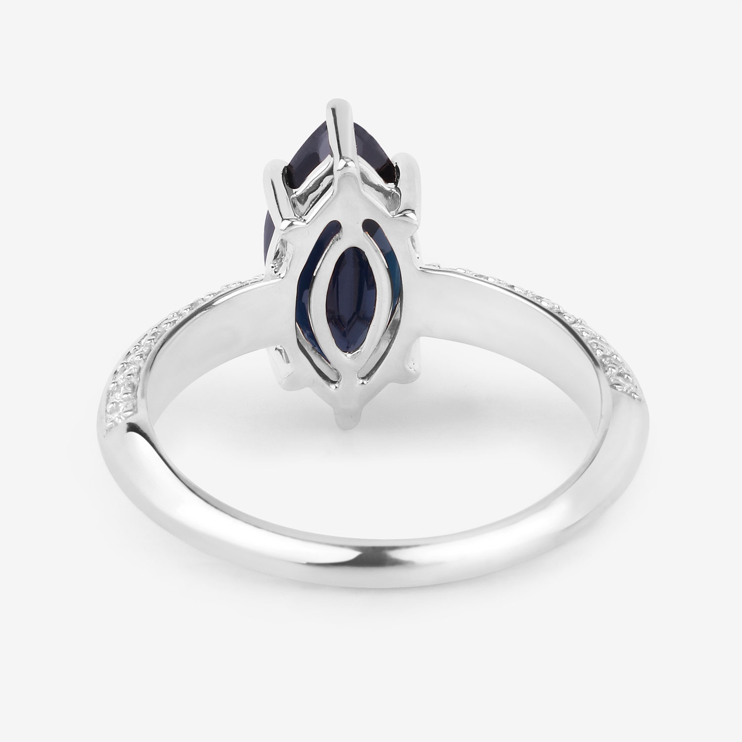 2.39 Carat Genuine Blue Sapphire and White Diamond 10K White Gold Ring