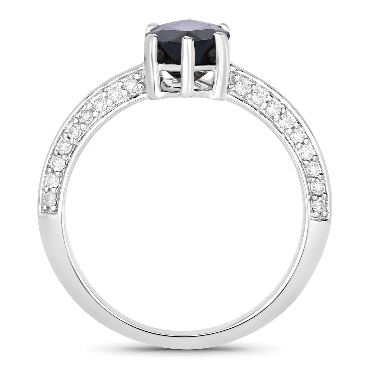 2.39 Carat Genuine Blue Sapphire and White Diamond 10K White Gold Ring