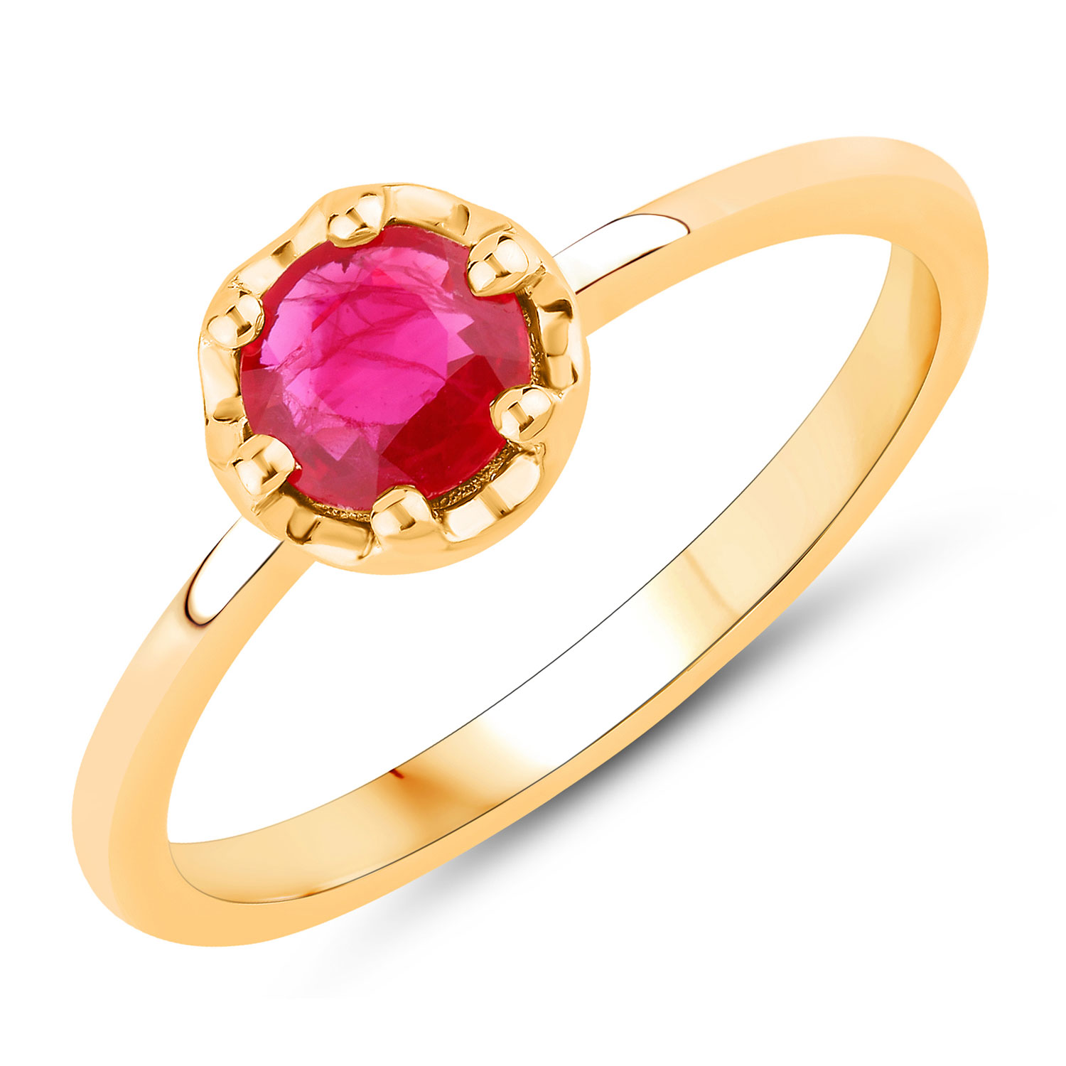 0.50 Carat Genuine Ruby 14K Yellow Gold Ring