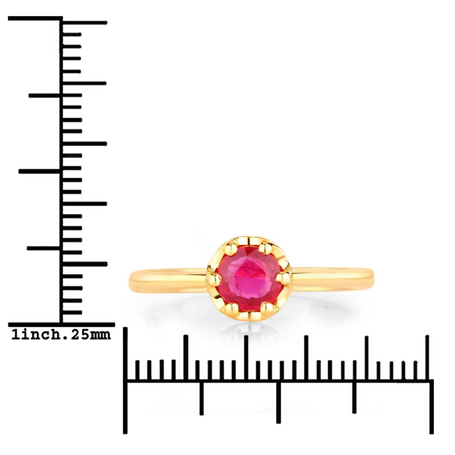 0.50 Carat Genuine Ruby 14K Yellow Gold Ring