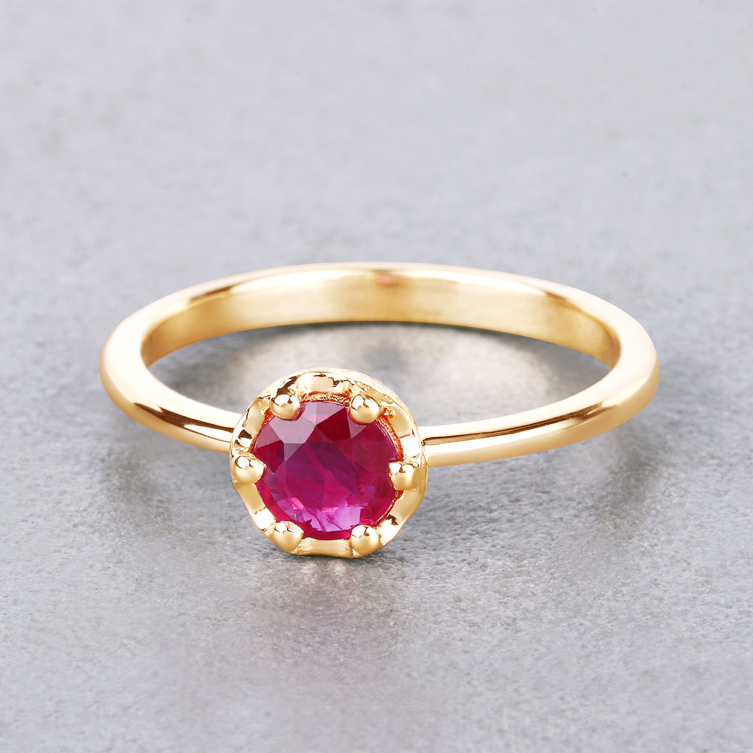 0.50 Carat Genuine Ruby 14K Yellow Gold Ring