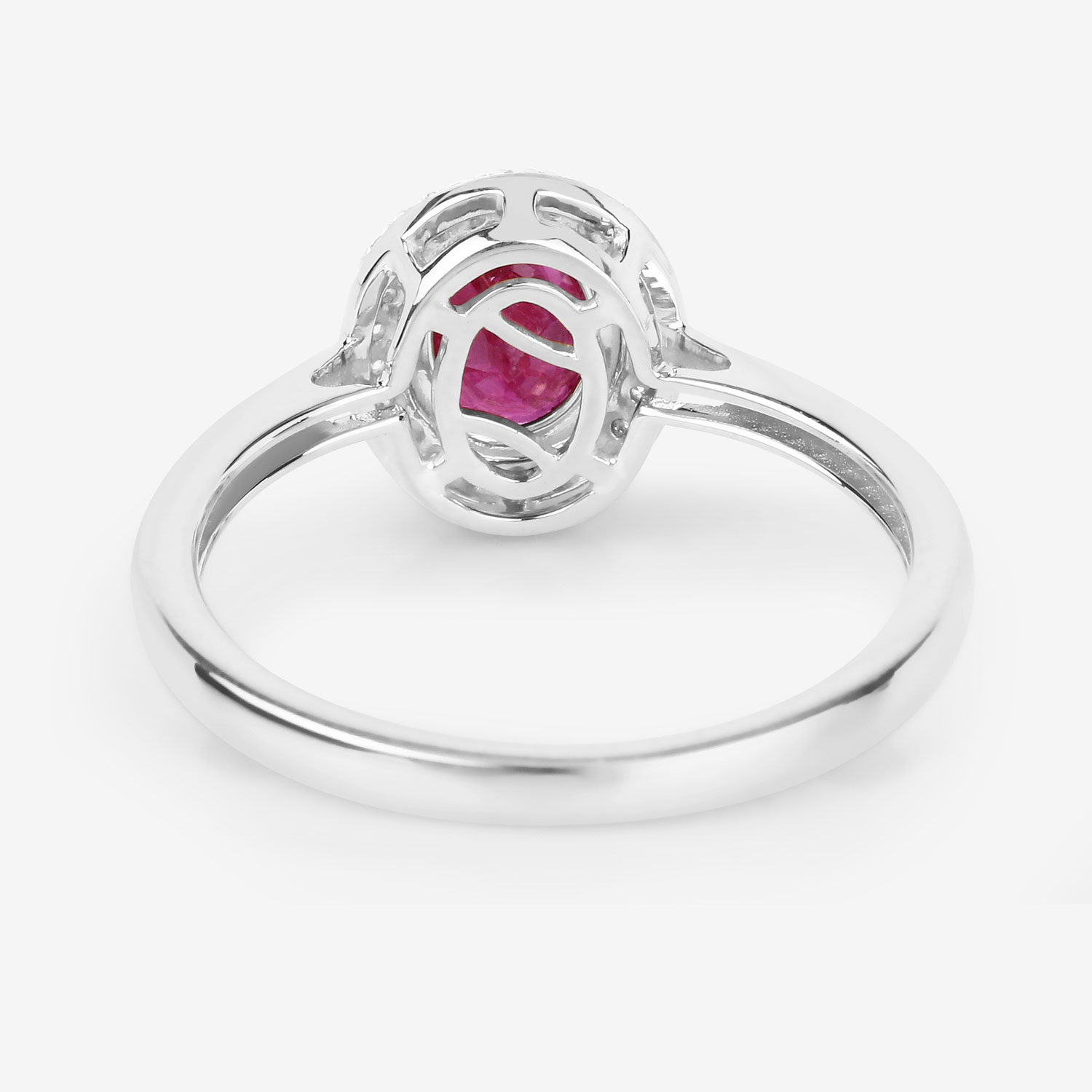 1.06 Carat Genuine Ruby and White Diamond 14K White Gold Ring
