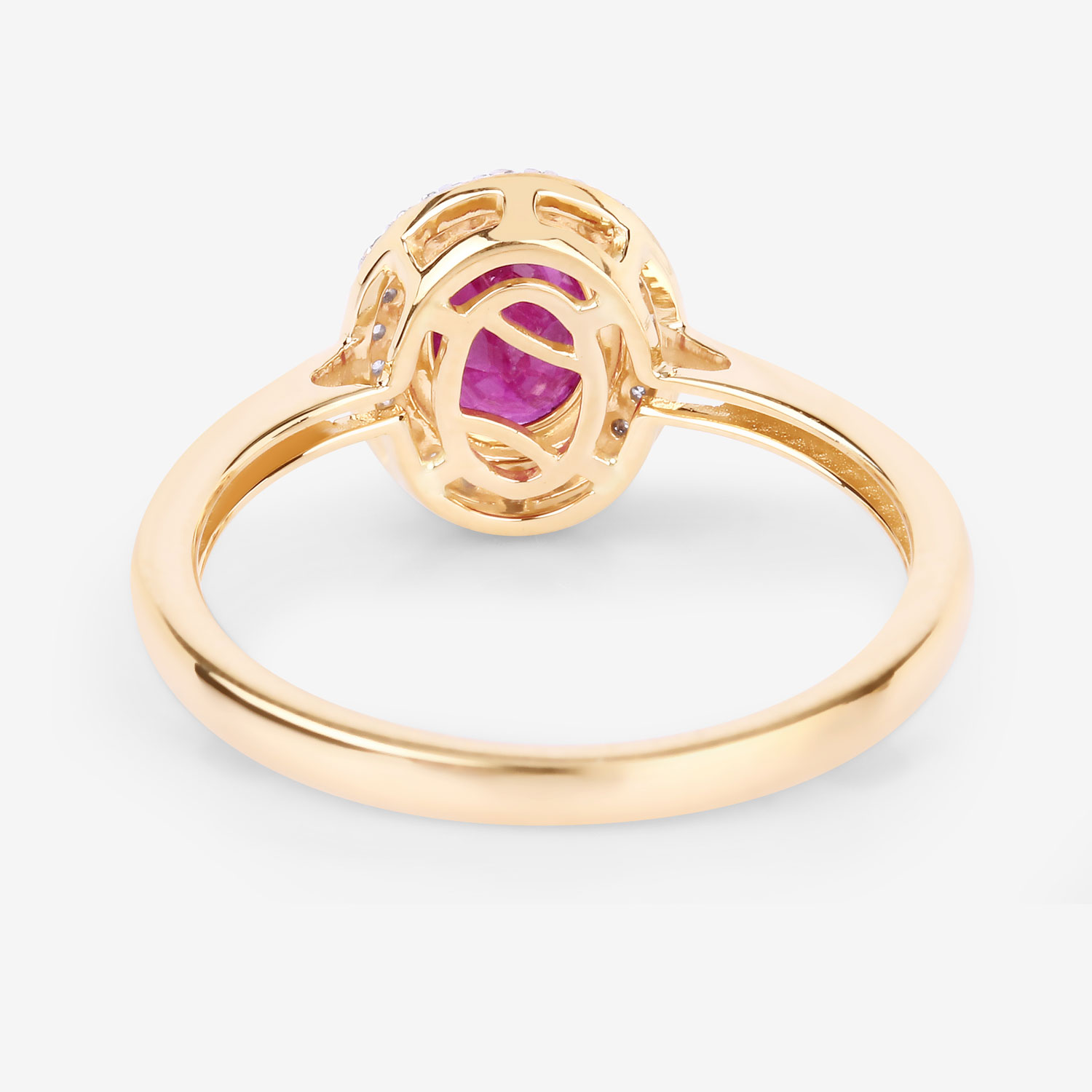 1.06 Carat Genuine Ruby and White Diamond 14K Yellow Gold Ring