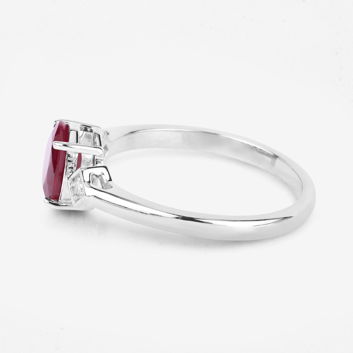 1.22 Carat Genuine Ruby and White Diamond 14K White Gold Ring