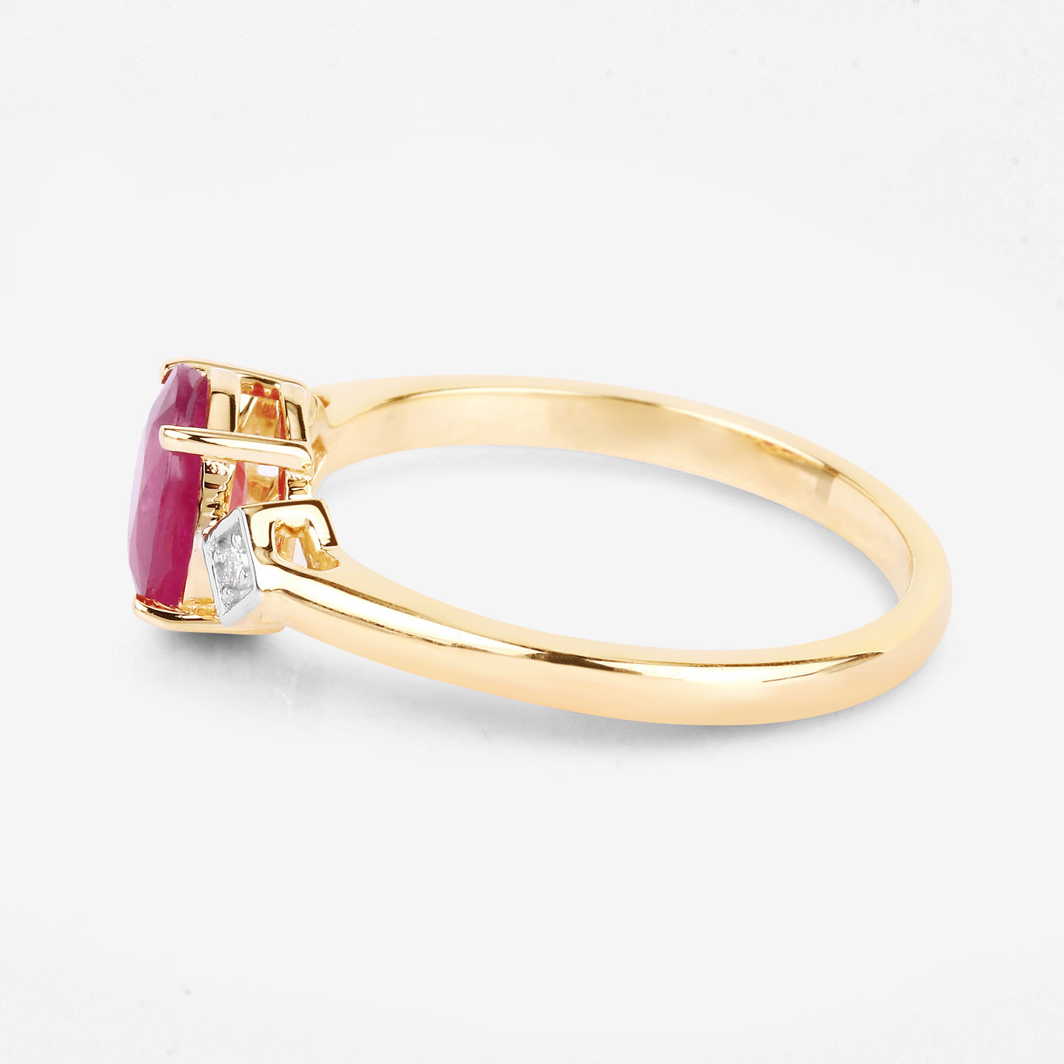 1.22 Carat Genuine Ruby and White Diamond 14K Yellow Gold Ring