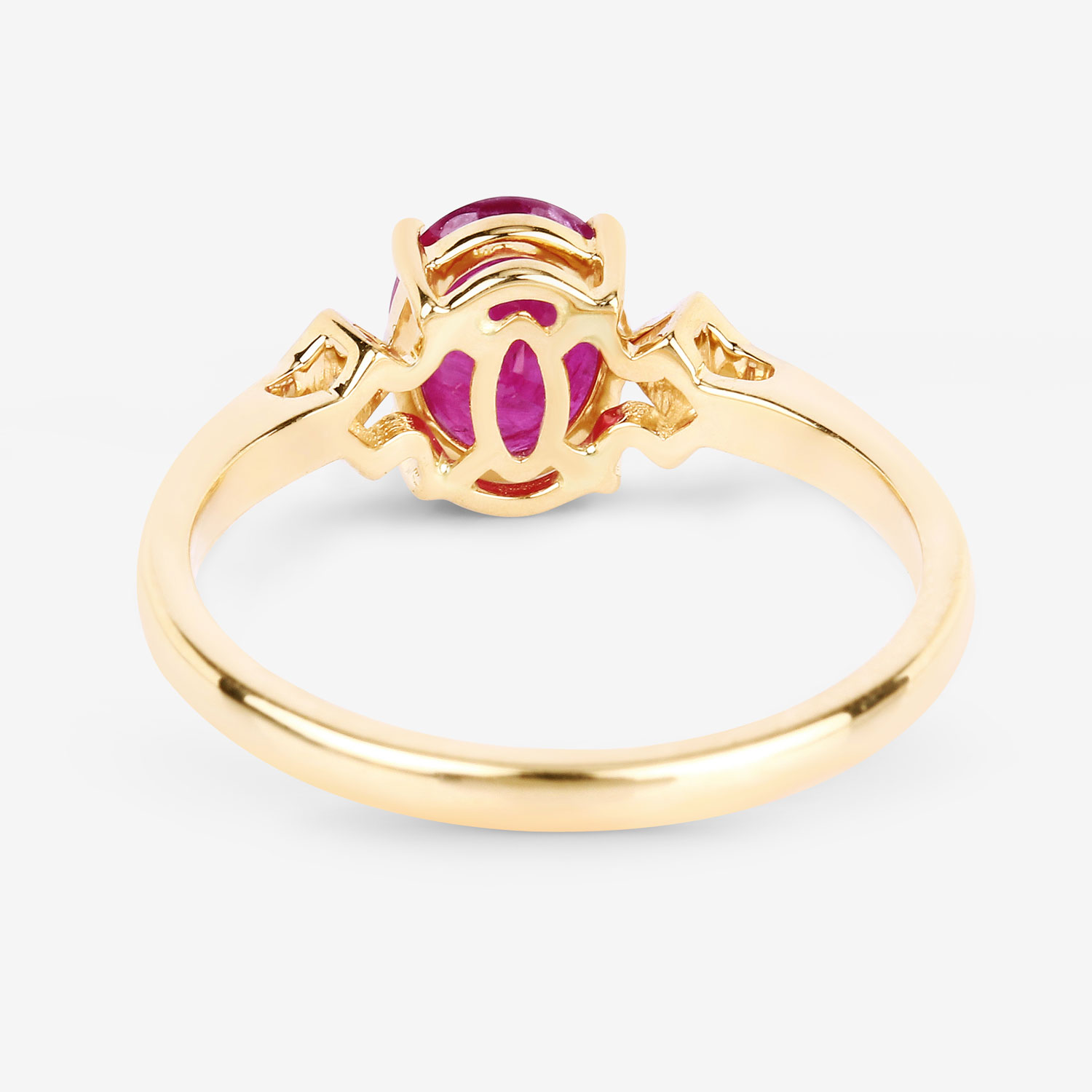 1.22 Carat Genuine Ruby and White Diamond 14K Yellow Gold Ring