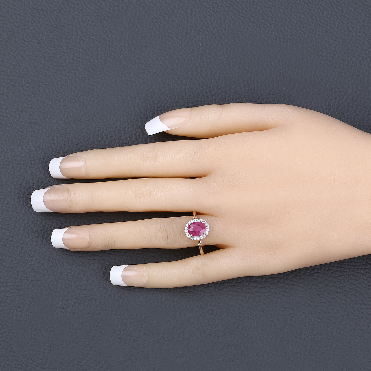 1.83 Carat Genuine Ruby and White Diamond 14K Yellow Gold Ring