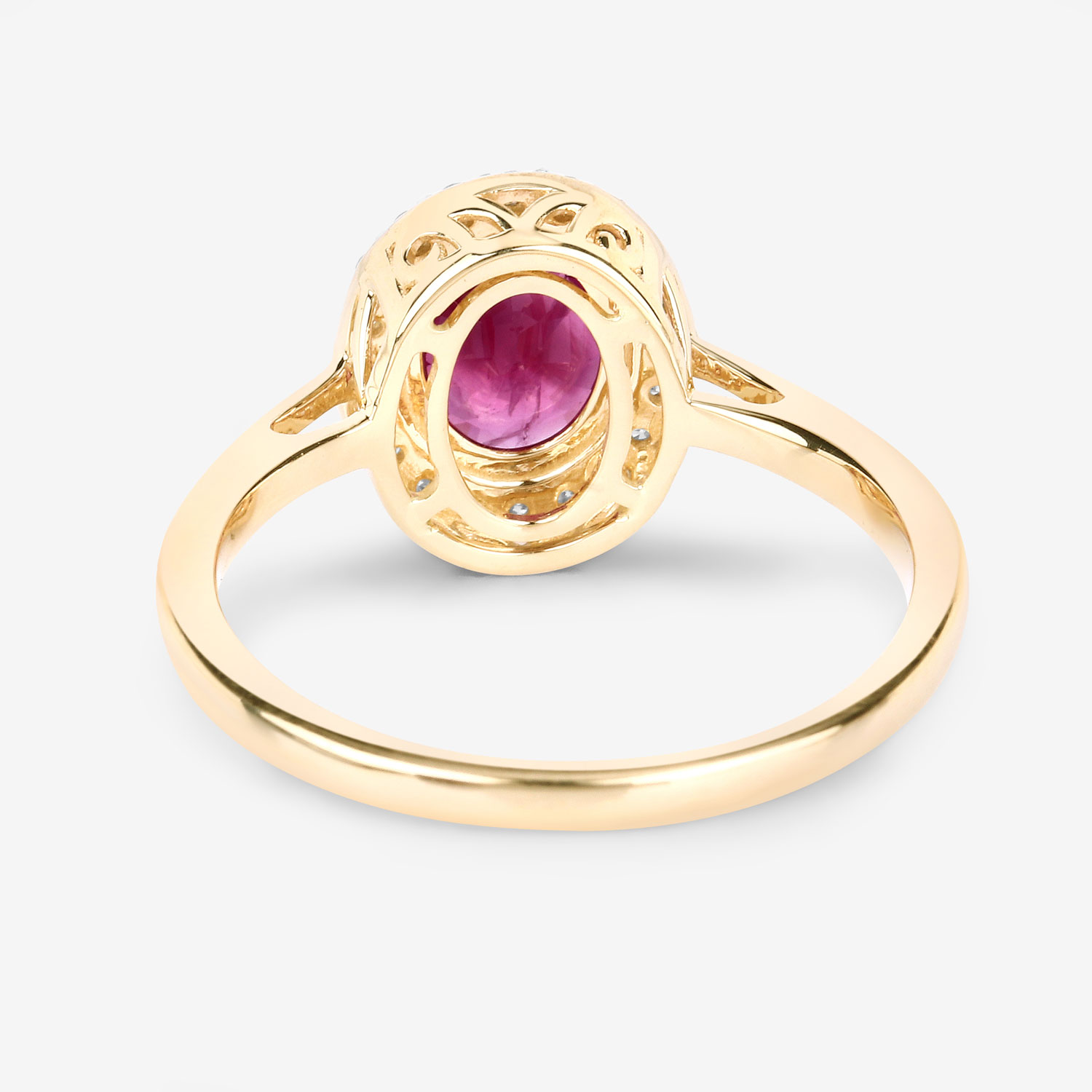 1.83 Carat Genuine Ruby and White Diamond 14K Yellow Gold Ring