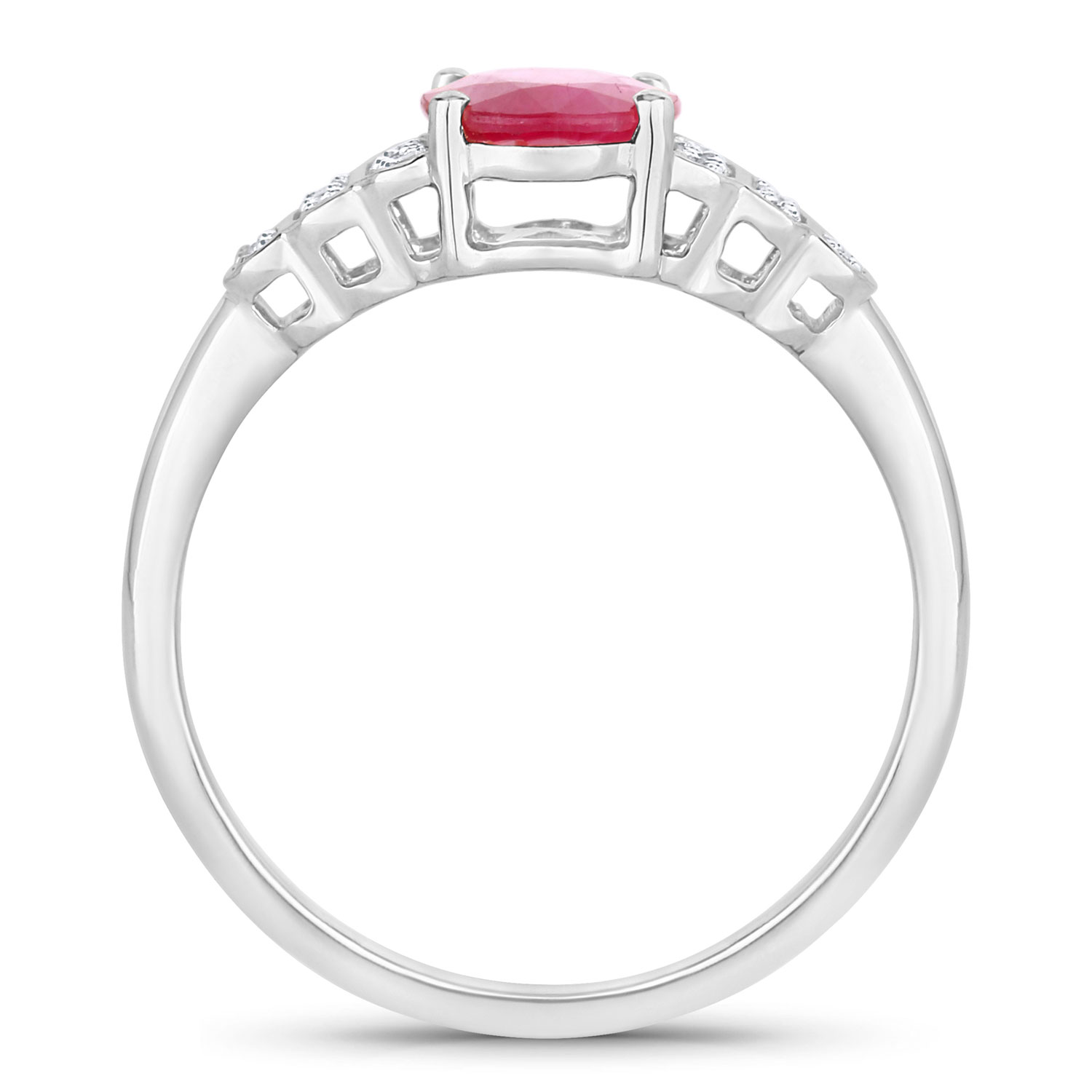 1.52 Carat Genuine Ruby and White Diamond 14K White Gold Ring