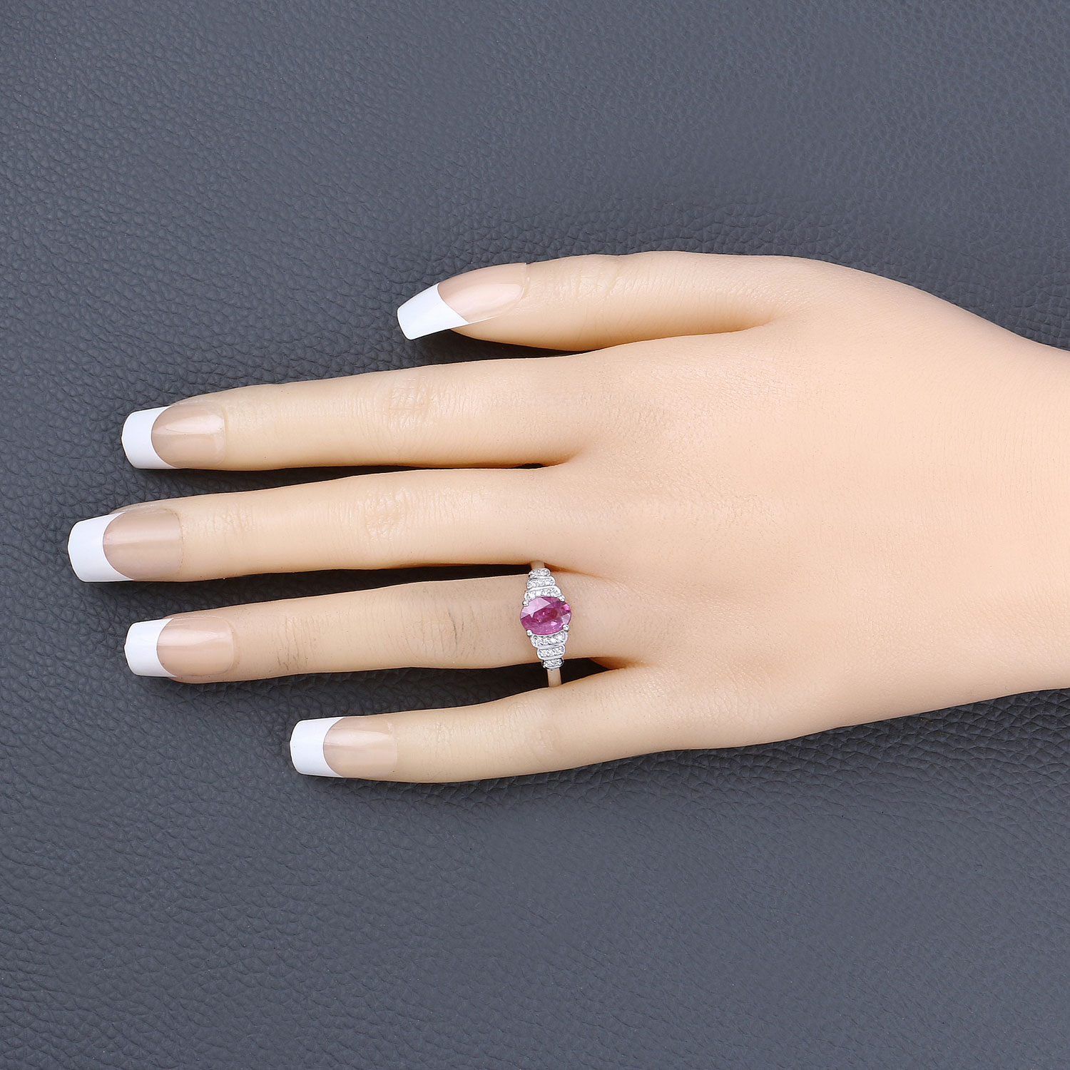 1.52 Carat Genuine Ruby and White Diamond 14K White Gold Ring