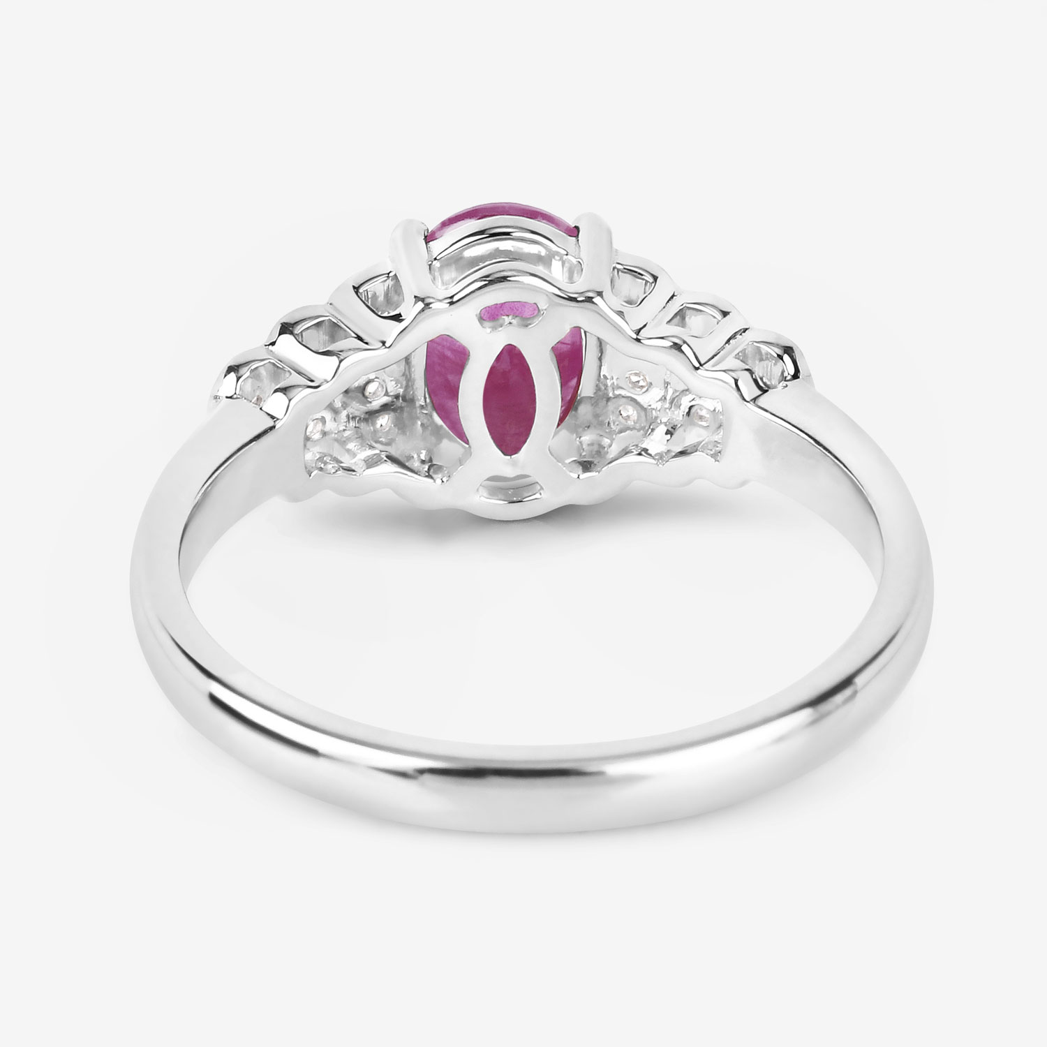 1.52 Carat Genuine Ruby and White Diamond 14K White Gold Ring