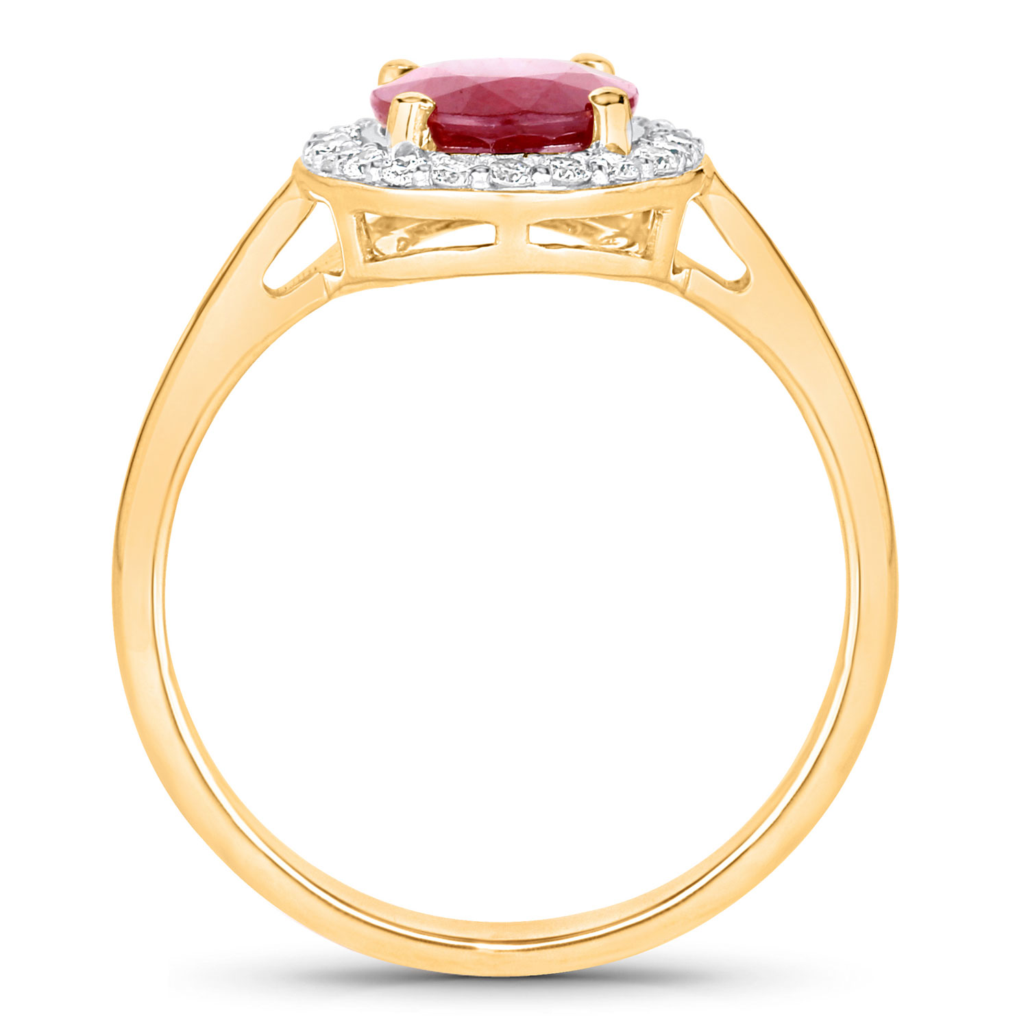 2.52 Carat Genuine Ruby and White Diamond 14K Yellow Gold Ring