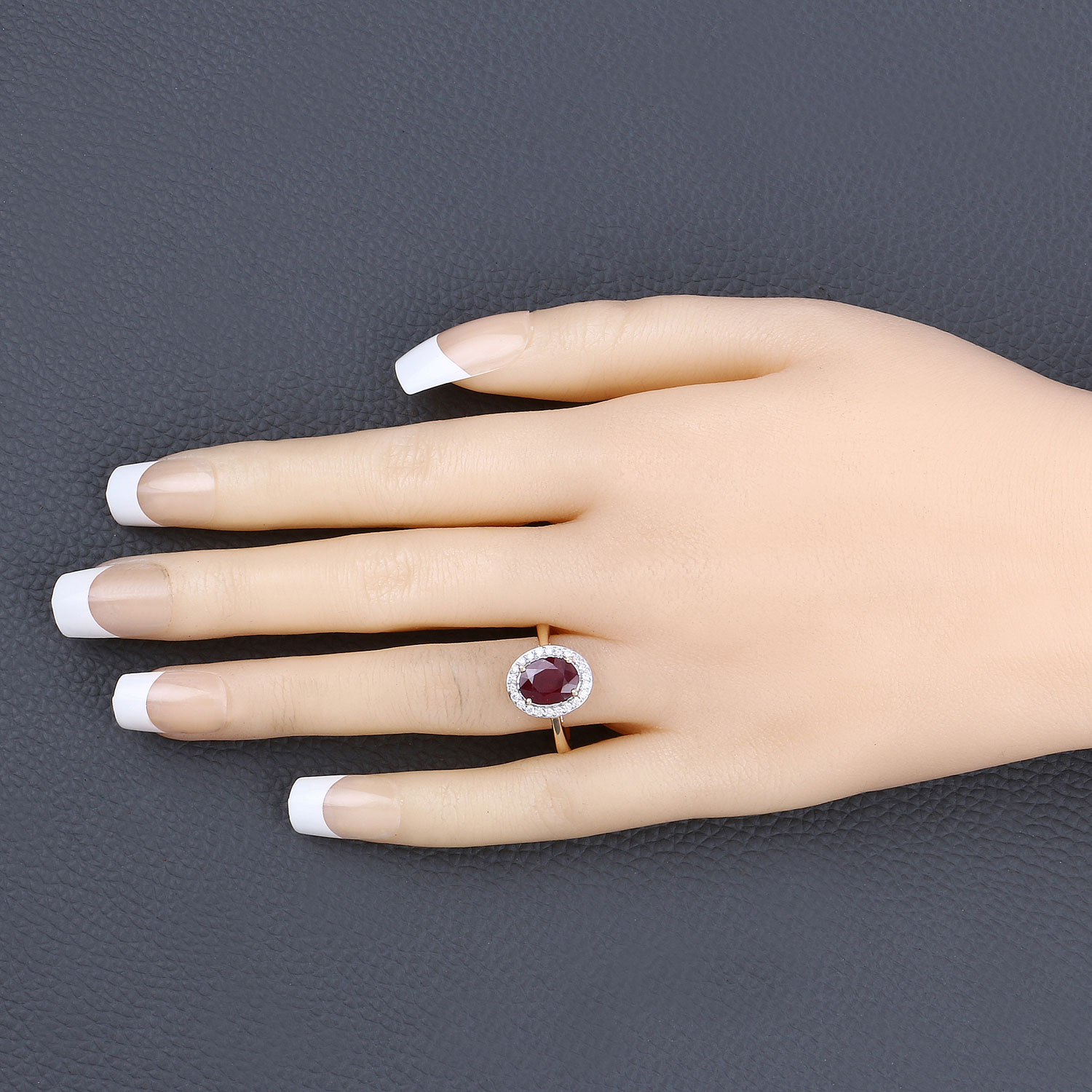 2.52 Carat Genuine Ruby and White Diamond 14K Yellow Gold Ring