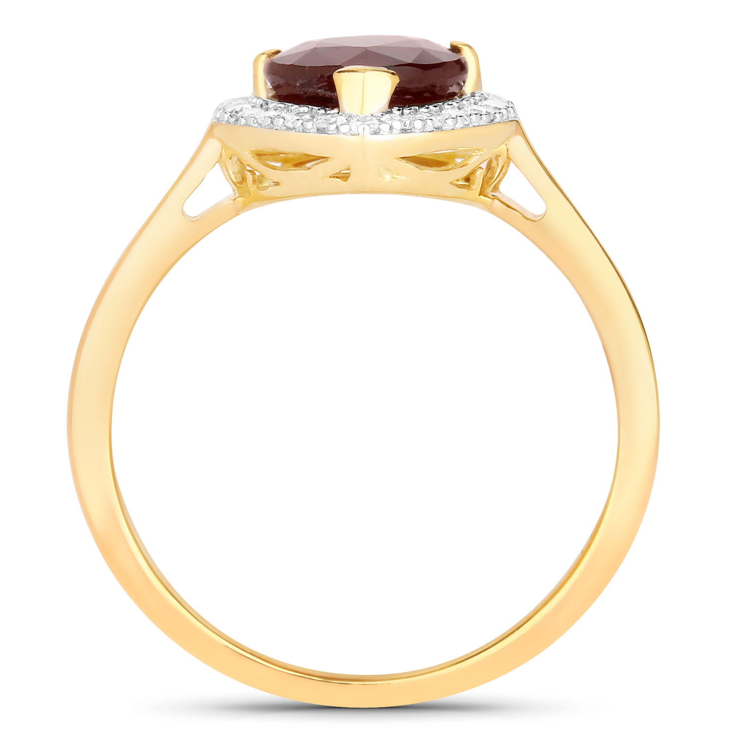 2.19 Carat Genuine Ruby and White Diamond 14K Yellow Gold Ring