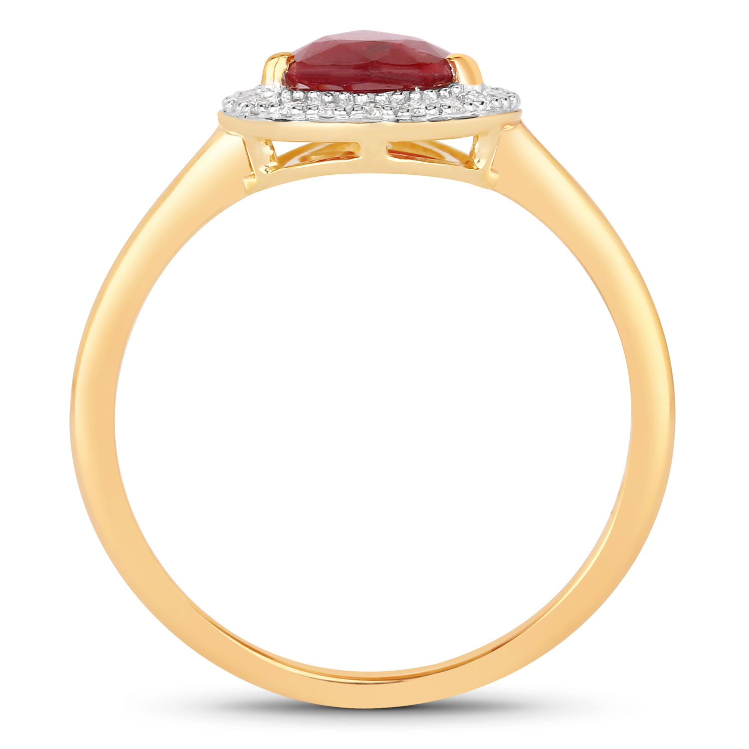 1.38 Carat Genuine Ruby and White Diamond 14K Yellow Gold Ring