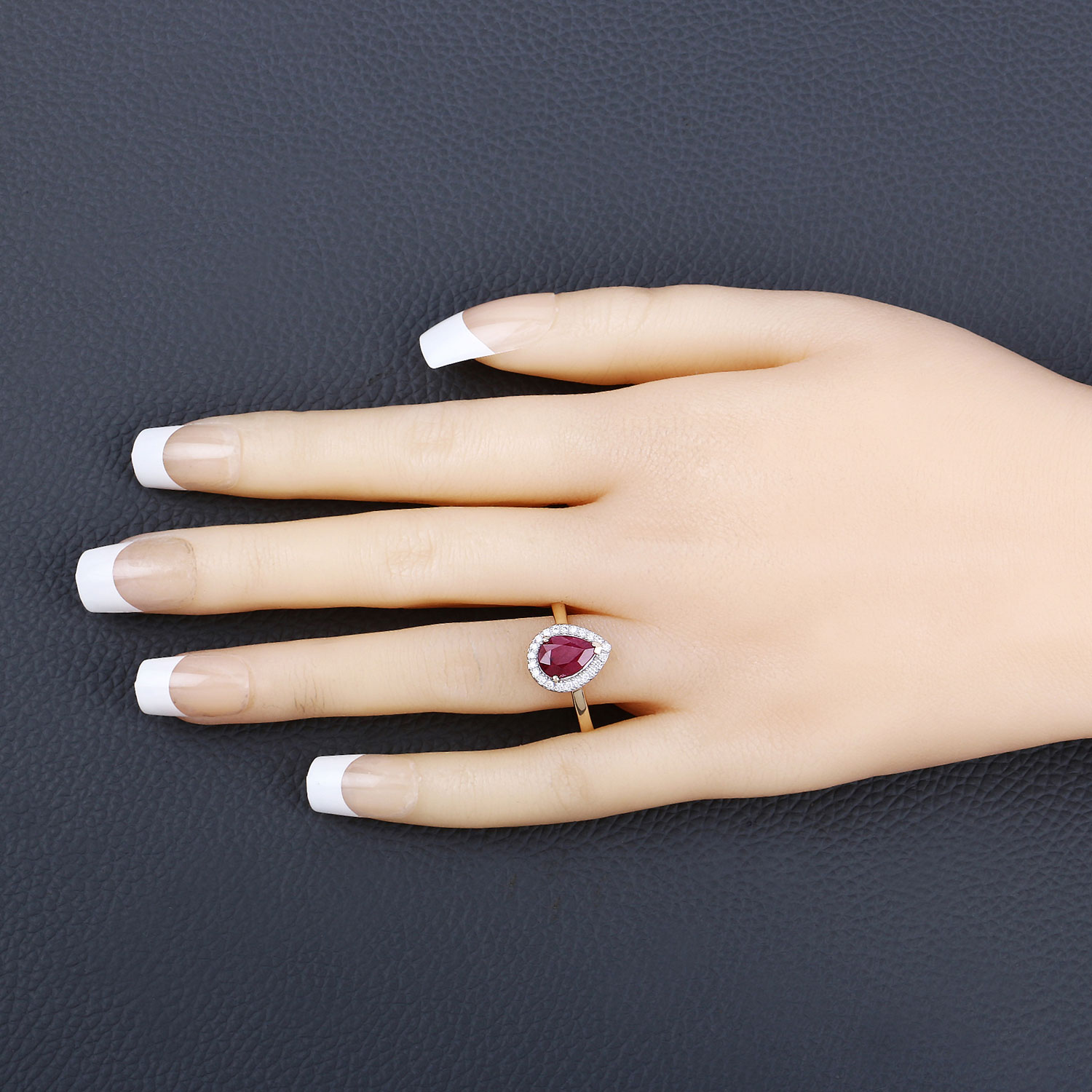 1.38 Carat Genuine Ruby and White Diamond 14K Yellow Gold Ring