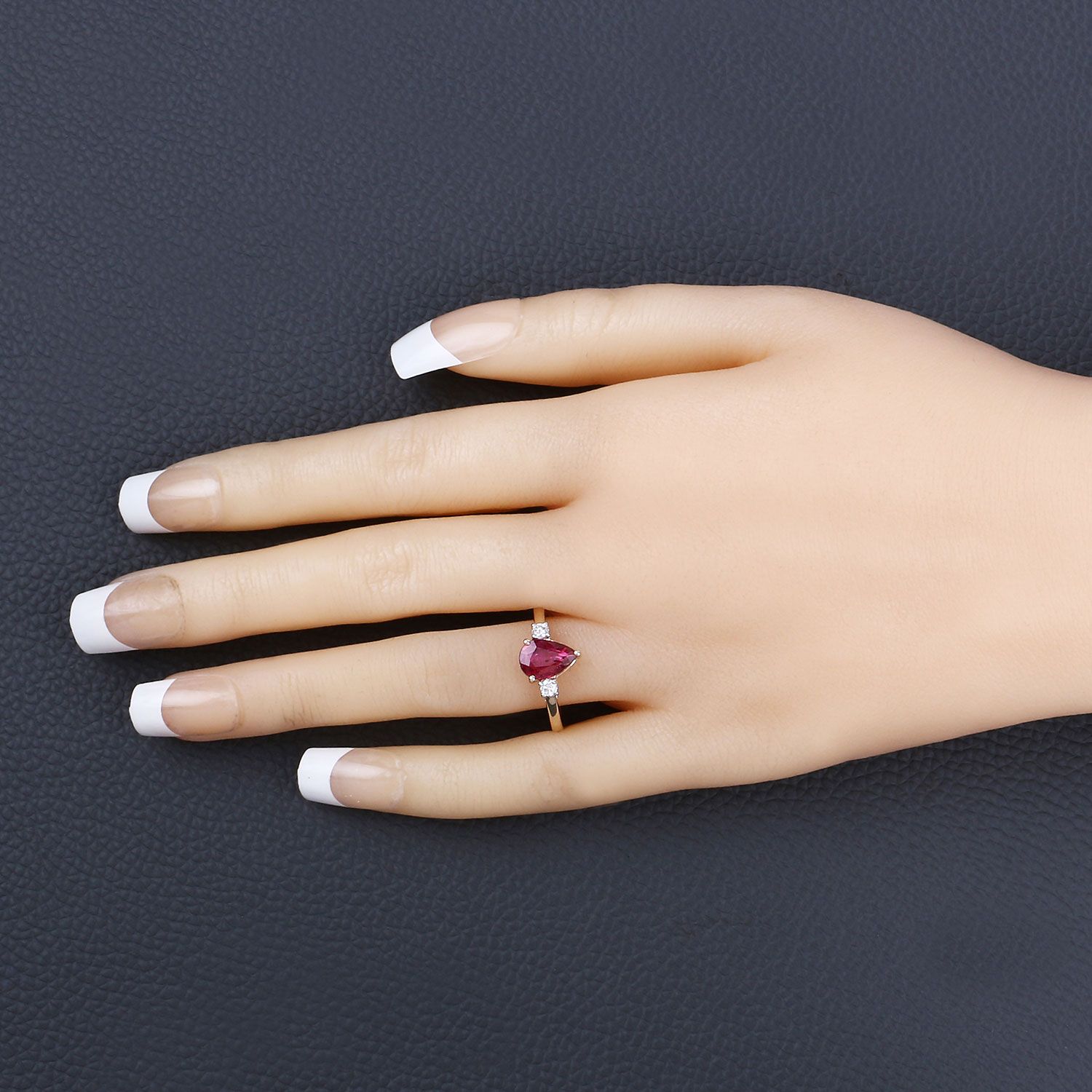 1.08 Carat Genuine Ruby and White Diamond 14K Yellow Gold Ring