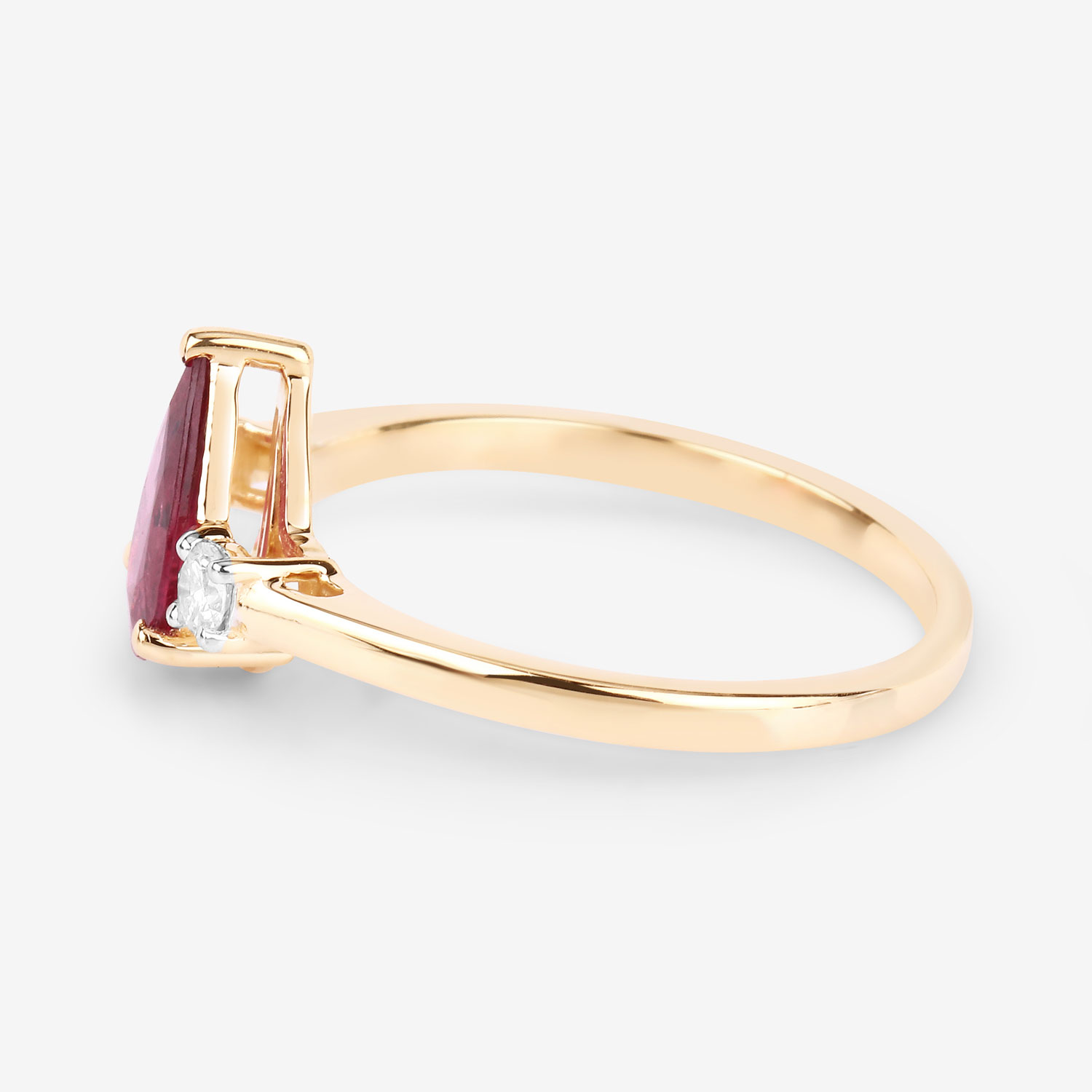 1.08 Carat Genuine Ruby and White Diamond 14K Yellow Gold Ring