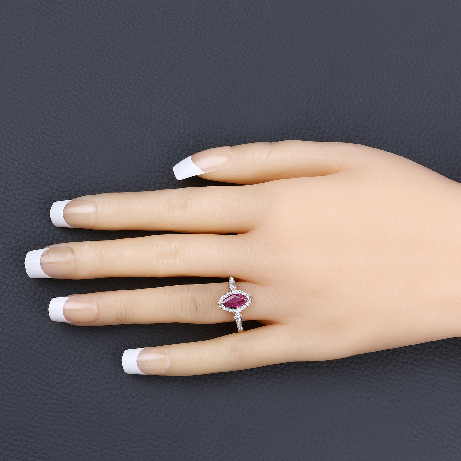 0.96 Carat Genuine Ruby and White Diamond 14K Yellow Gold Ring