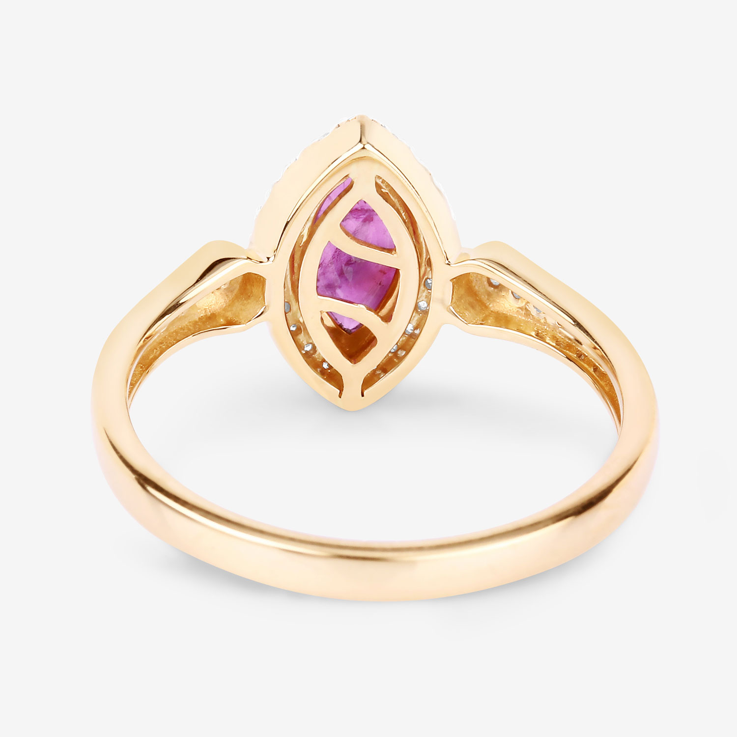 0.96 Carat Genuine Ruby and White Diamond 14K Yellow Gold Ring