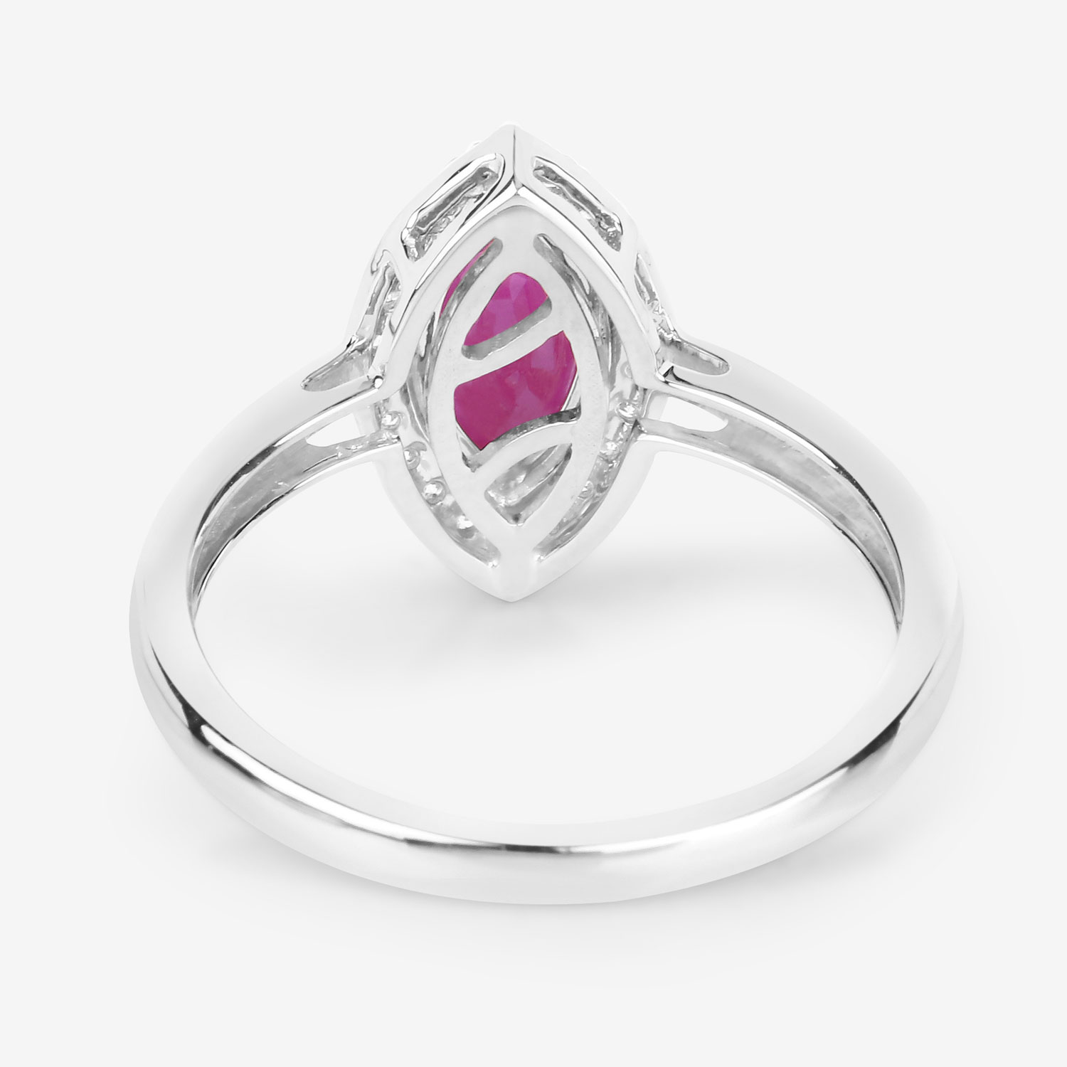 1.57 Carat Genuine Ruby and White Diamond 14K White Gold Ring