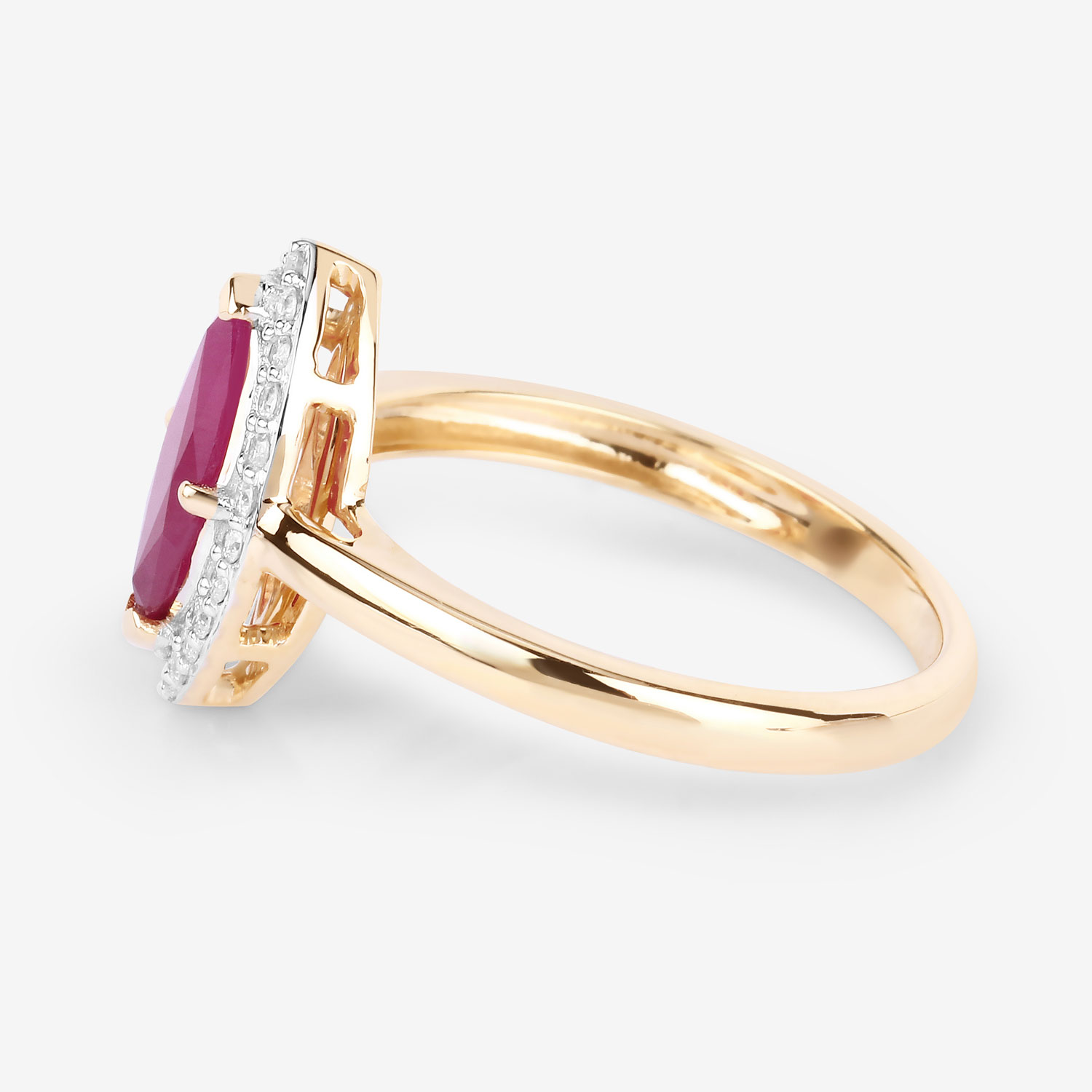 1.57 Carat Genuine Ruby and White Diamond 14K Yellow Gold Ring