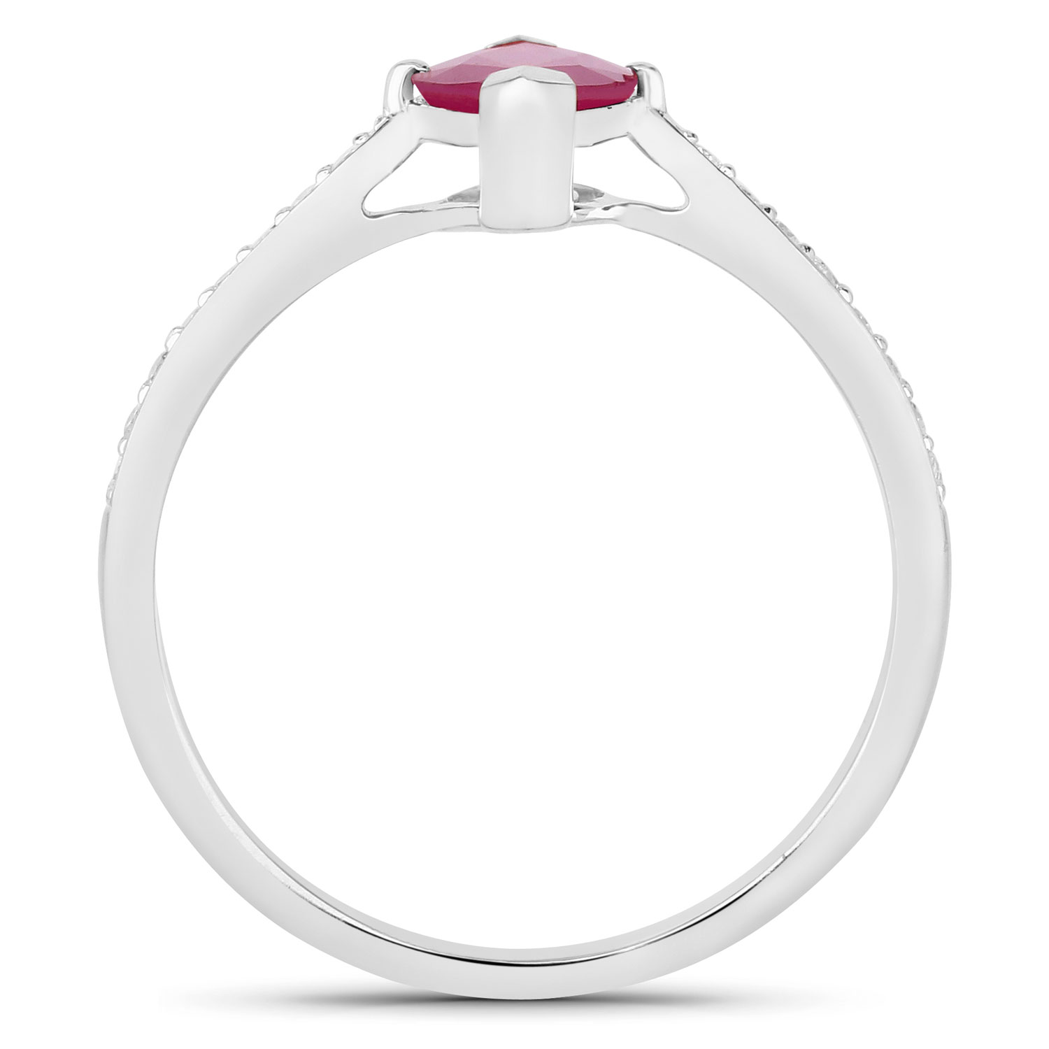 1.51 Carat Genuine Ruby and White Diamond 14K White Gold Ring